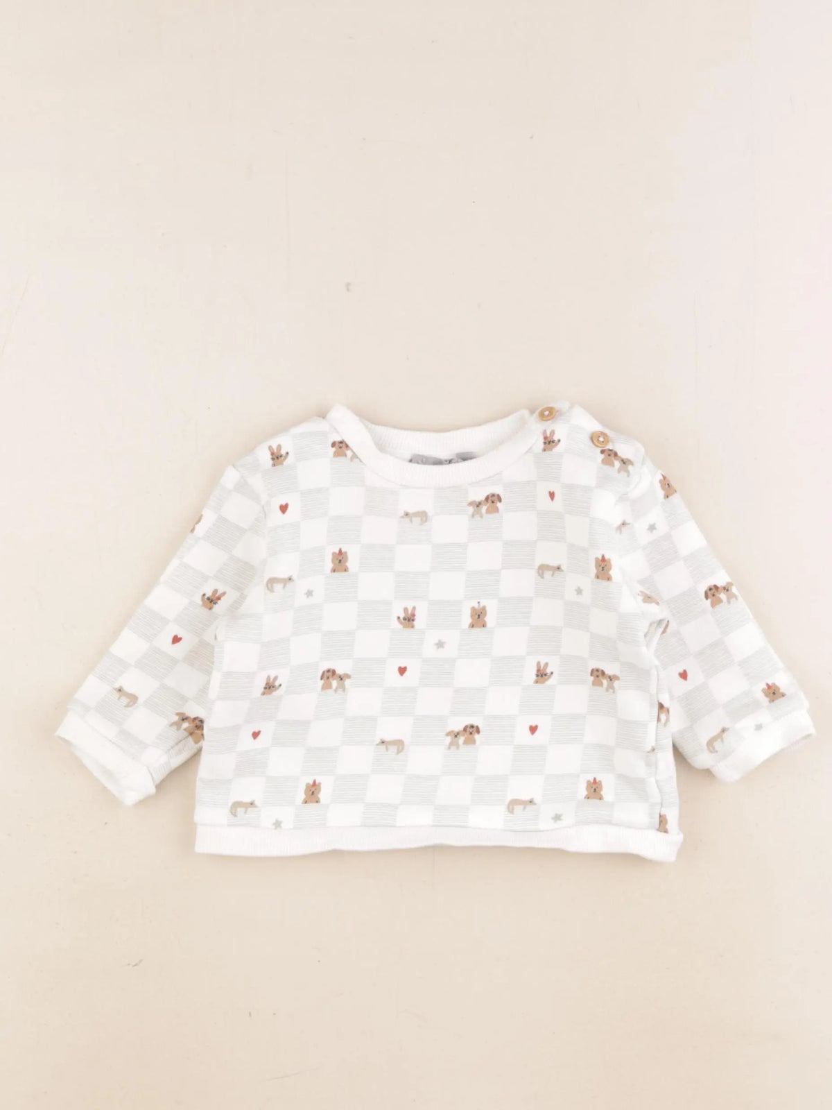 Boutchou - sweat blanc, vert - 9 mois