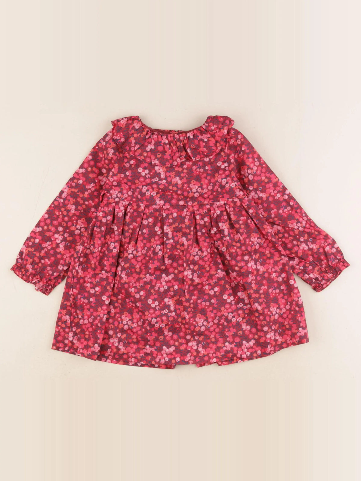 Jacadi - robe liberty rouge, rose - 18 mois