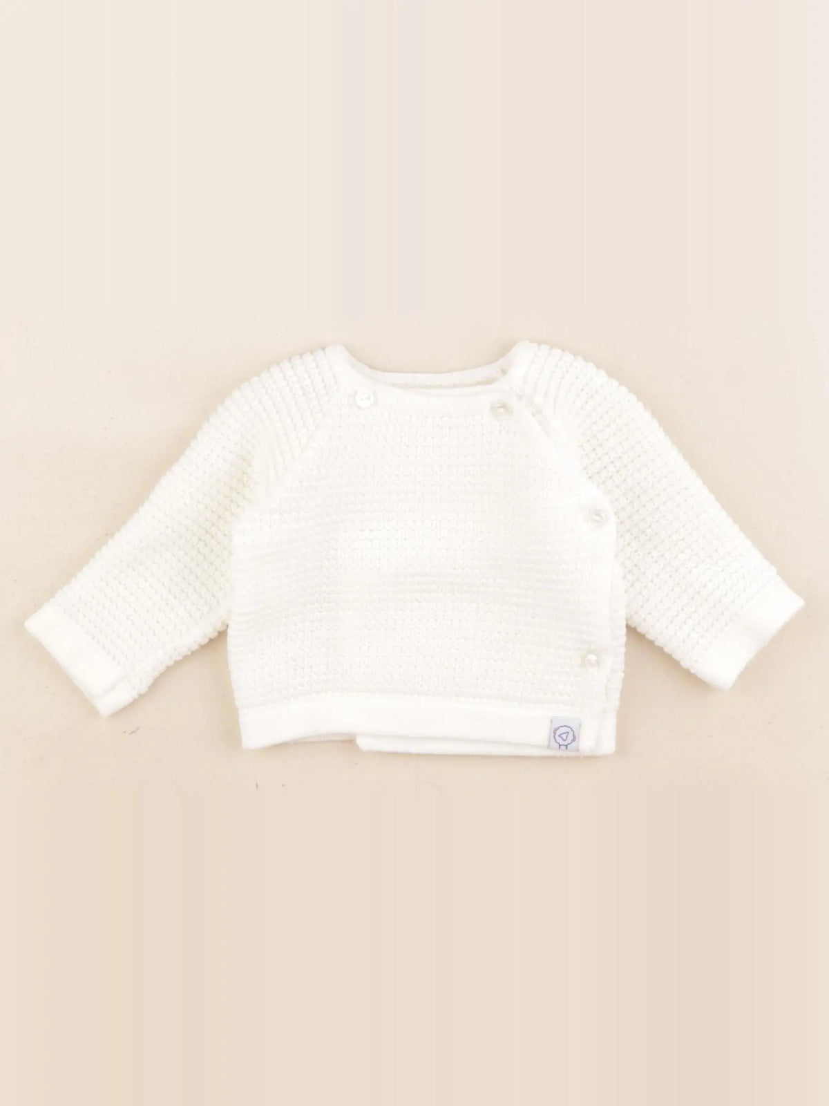 La manufacture de layette - pull blanc - 1/3 mois