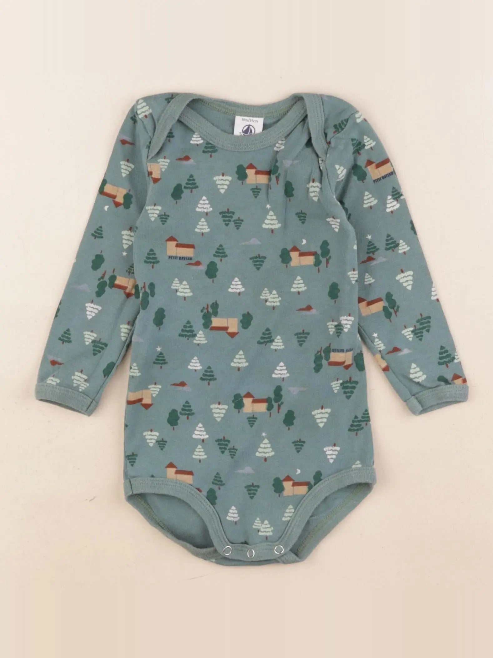 Petit Bateau - body vert - 18 mois