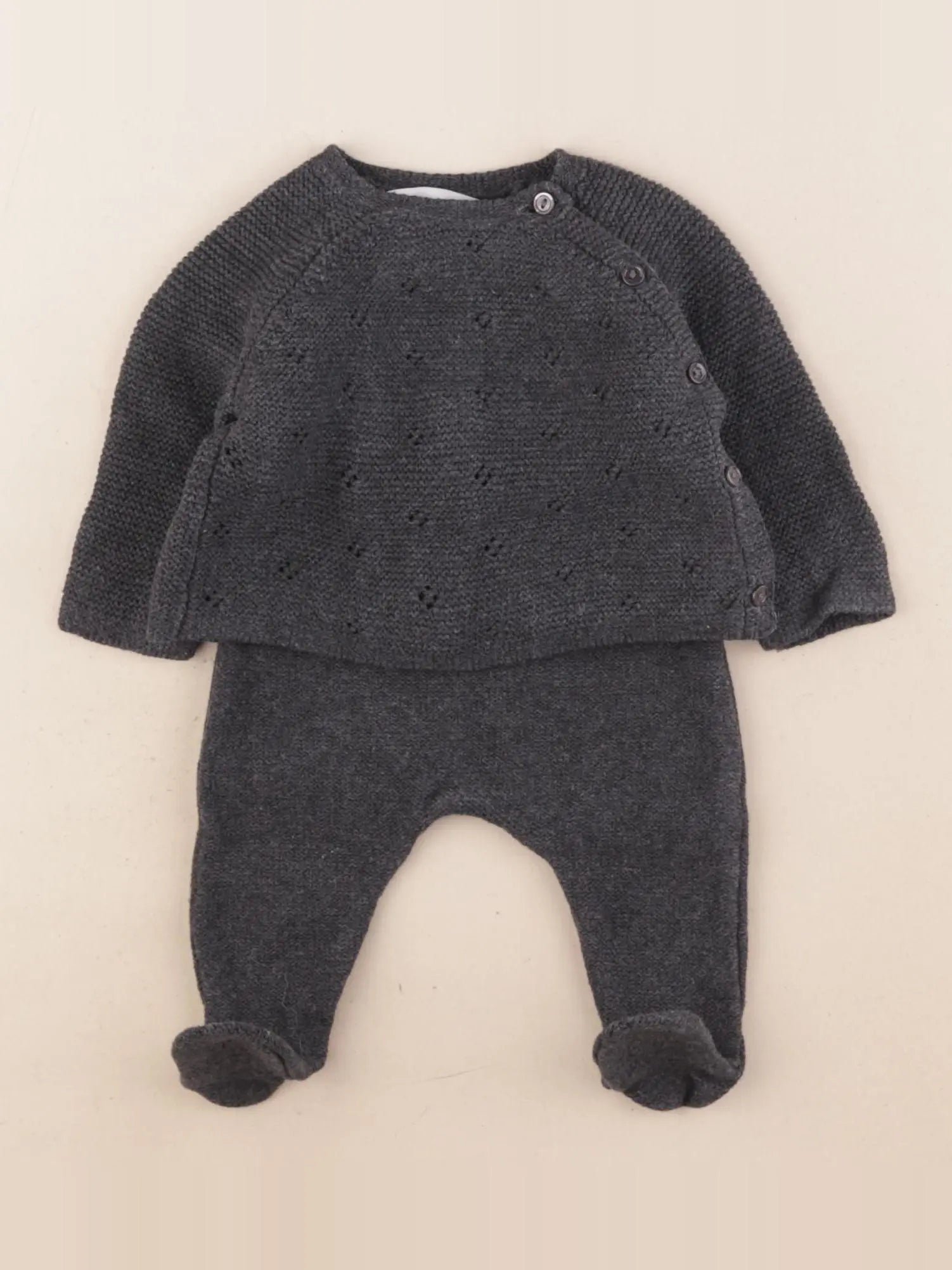 Zara - ensemble gris - 1/3 mois