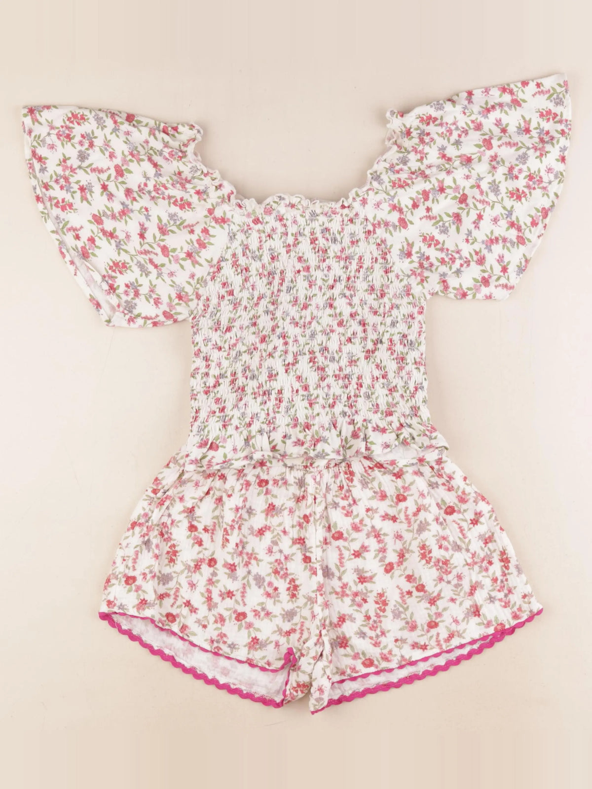 Vertbaudet - ensemble blanc, rose - 6 ans
