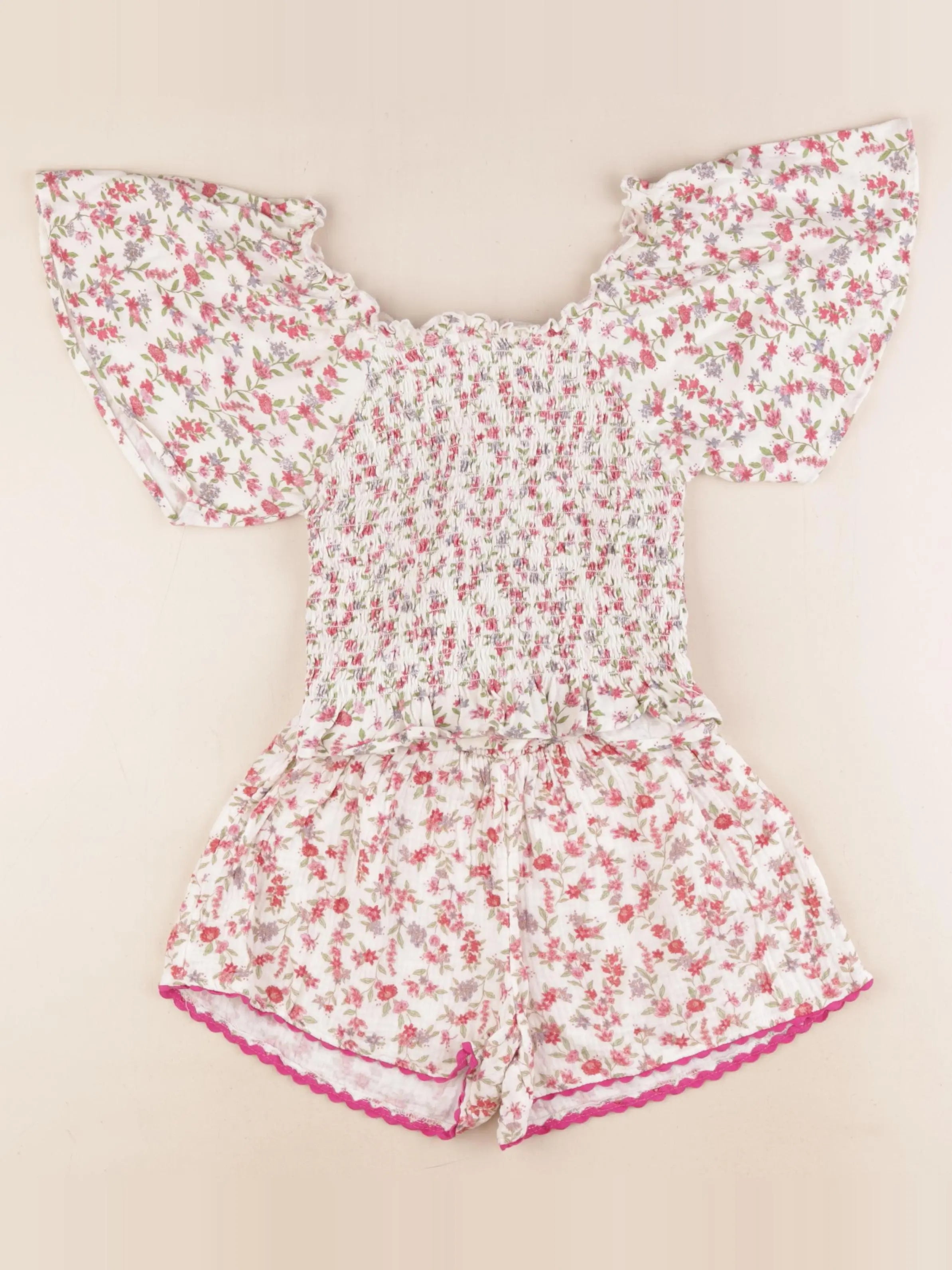Vertbaudet - ensemble blanc, rose - 6 ans