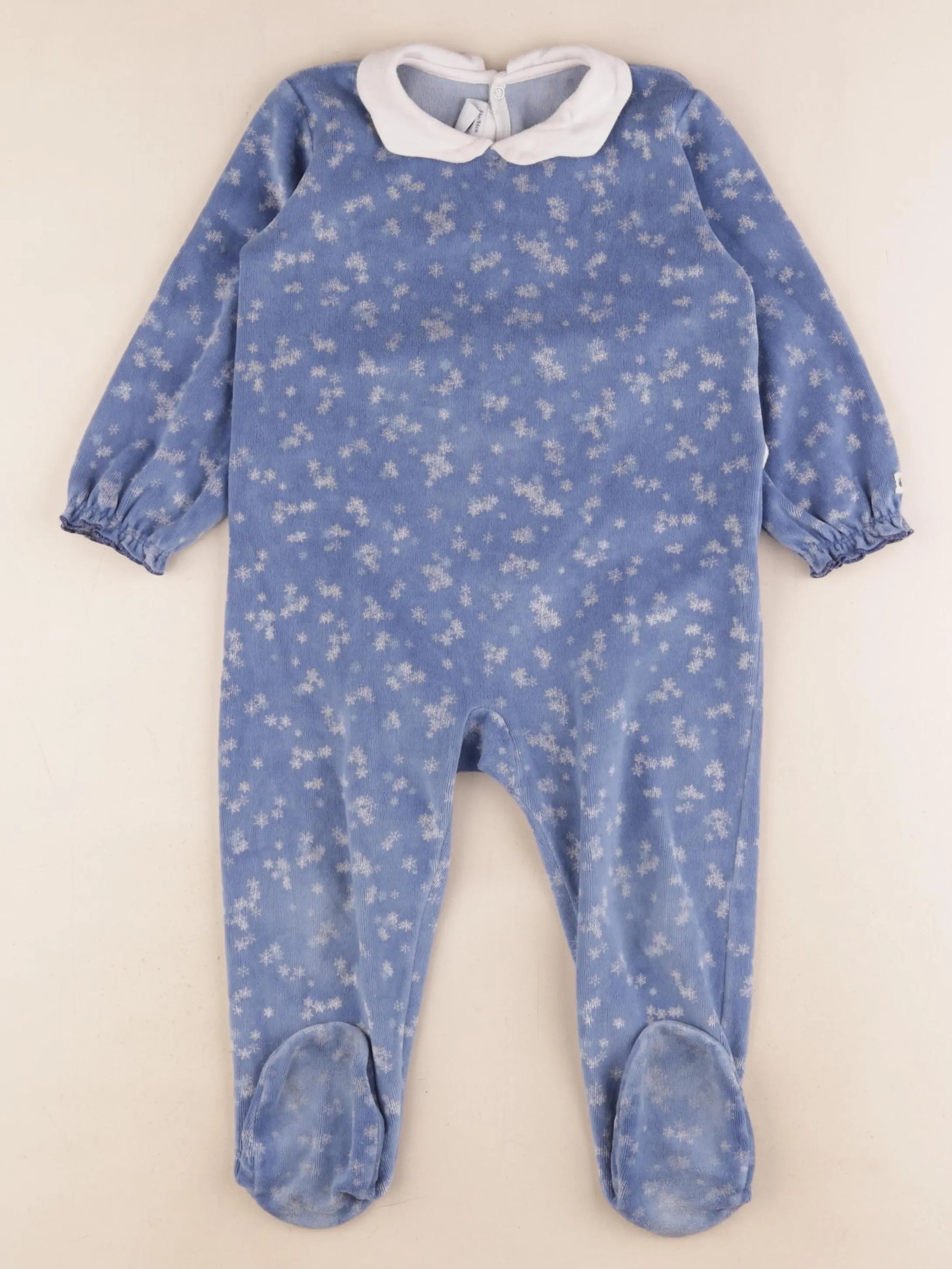 Petit Bateau - pyjama velours bleu - 24 mois