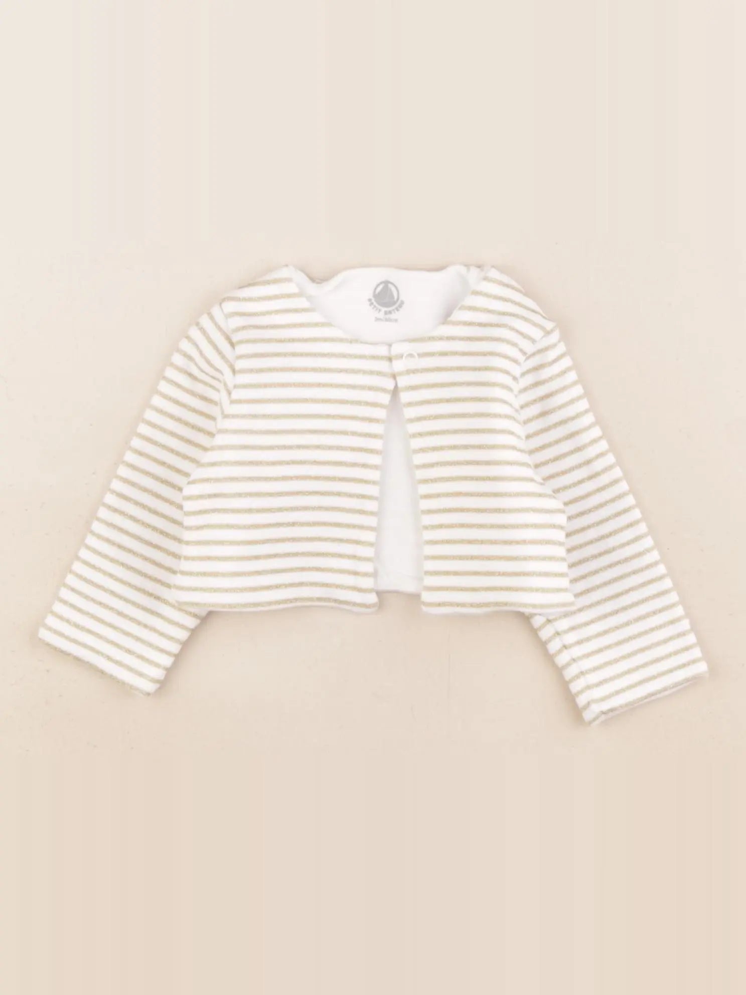 Petit Bateau - sweat blanc, or - 3 mois