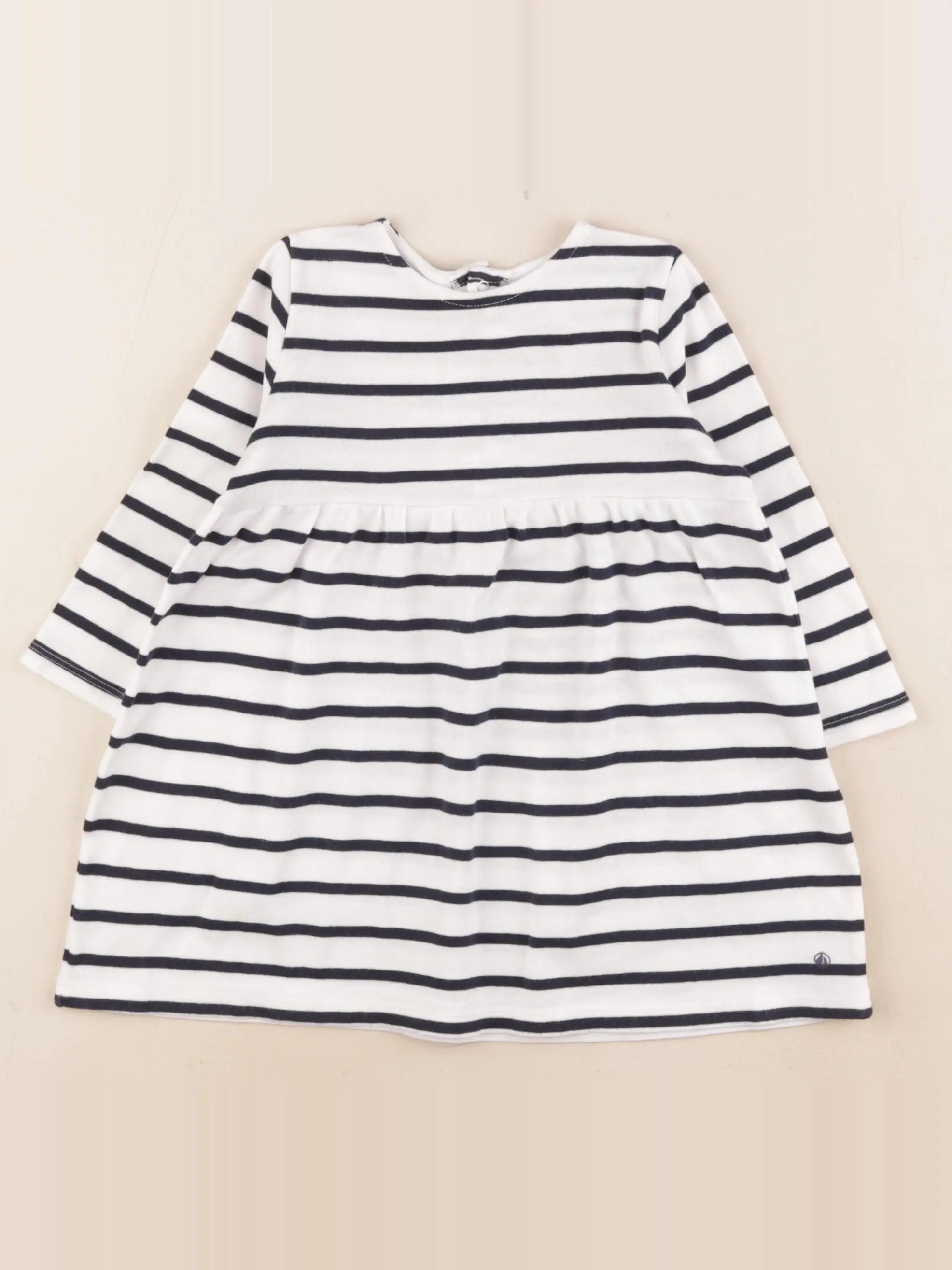 Petit Bateau - robe bleu, blanc - 18 mois