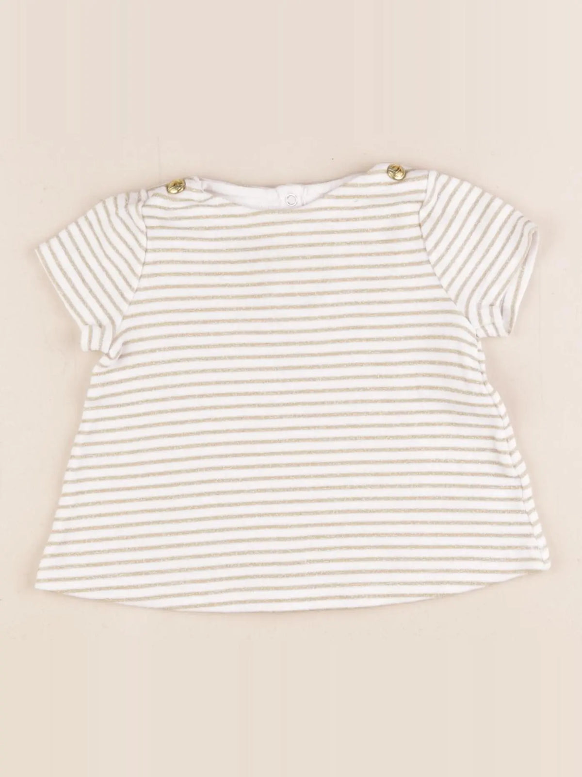 Petit Bateau - tee-shirt blanc, or - 6 mois