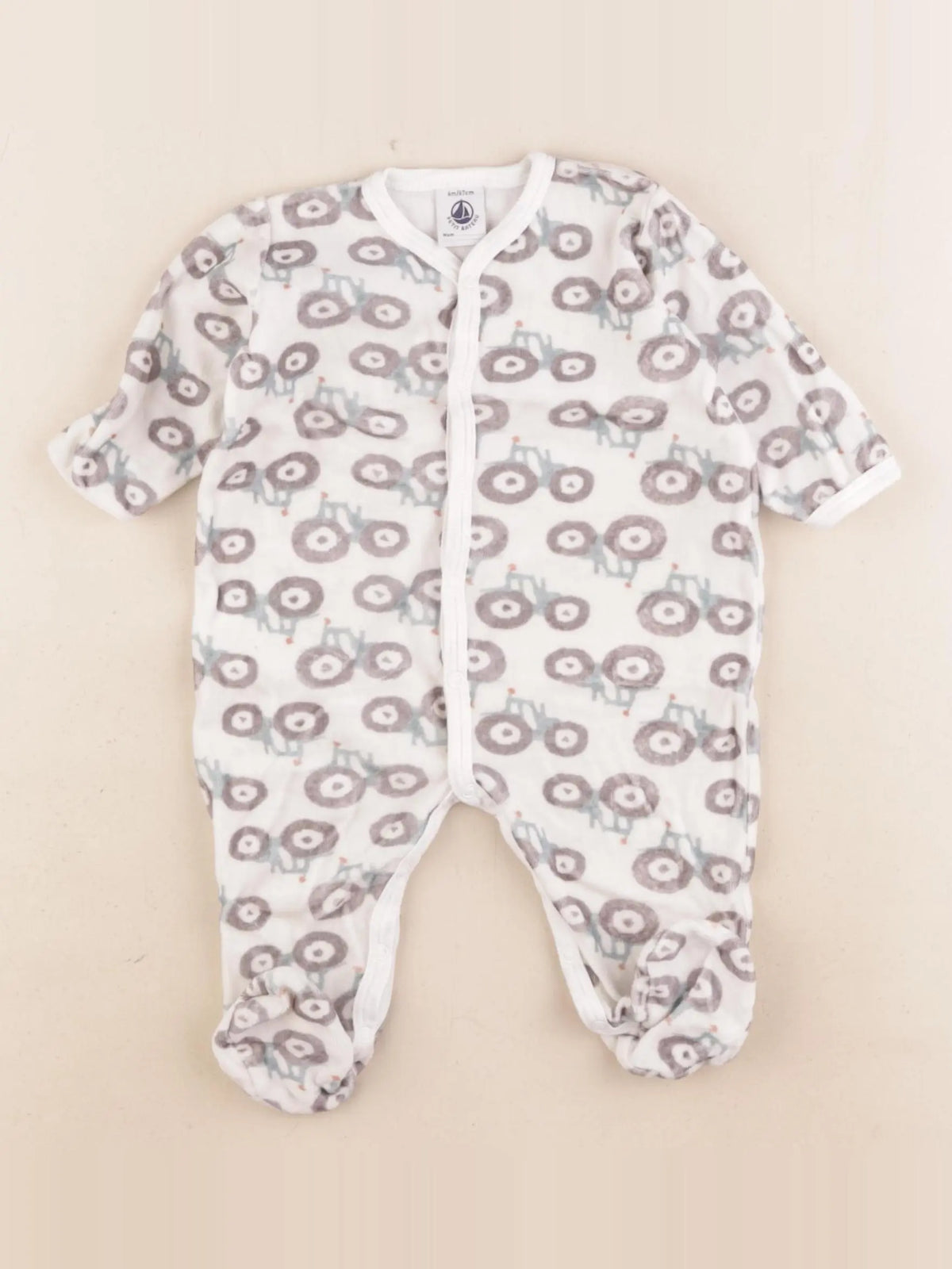 Petit Bateau - pyjama velours blanc - 6 mois