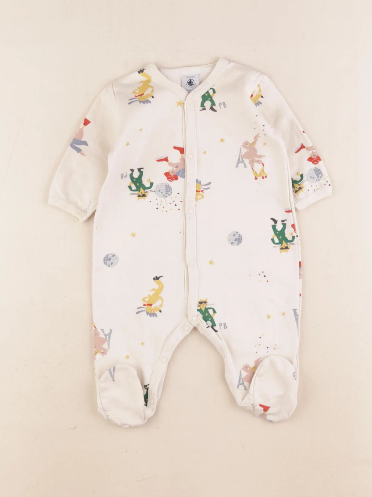 Petit Bateau - pyjama velours beige - 6 mois