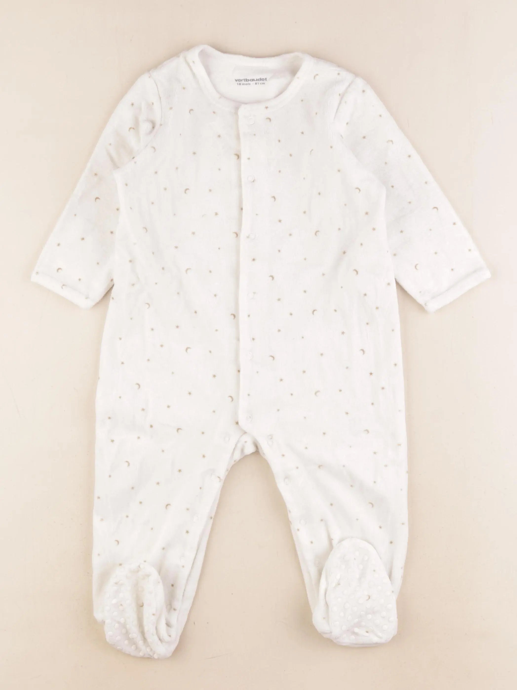 Vertbaudet - pyjama velours blanc - 18 mois
