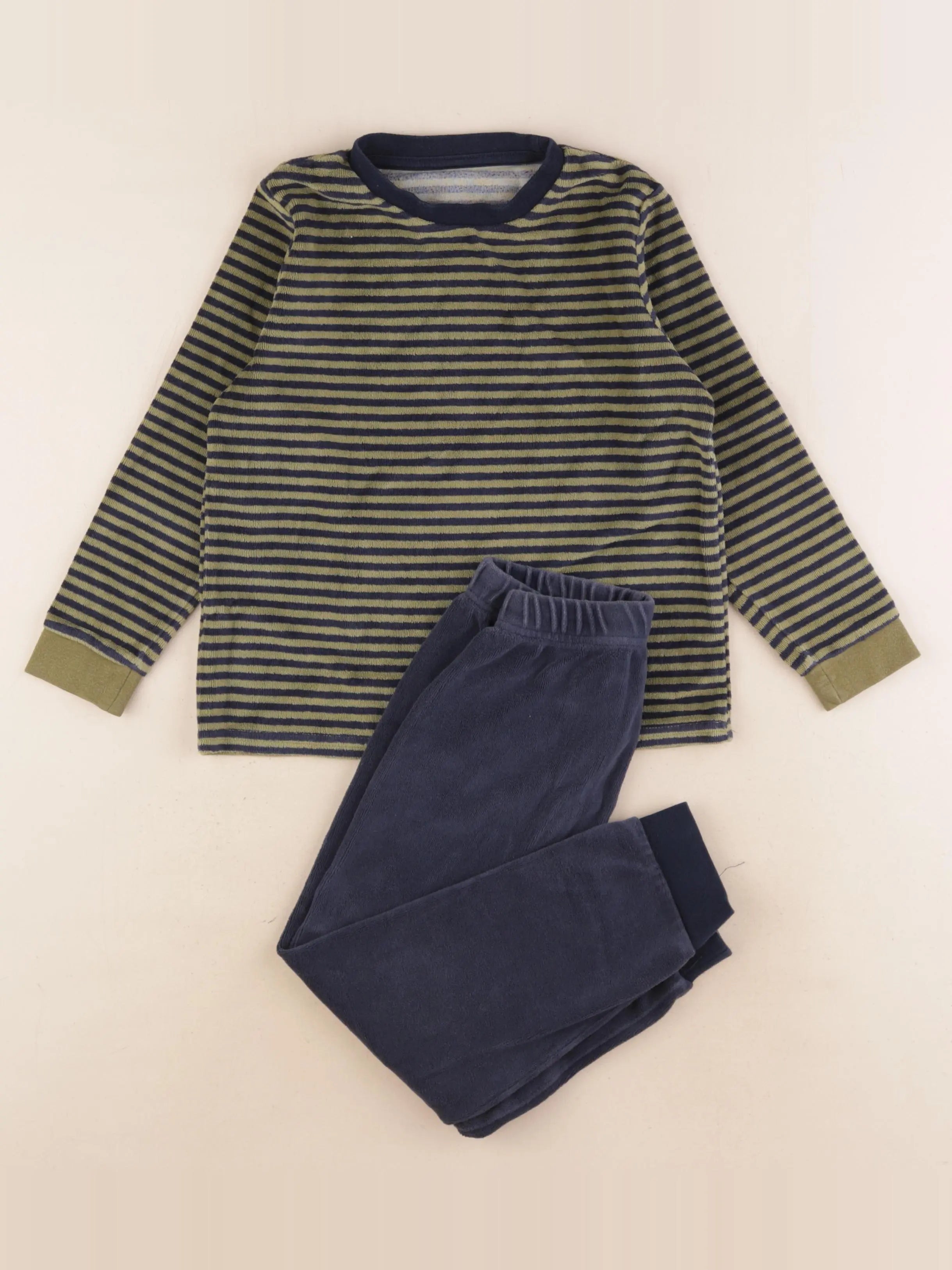 Vertbaudet - pyjama velours bleu, vert - 5 ans