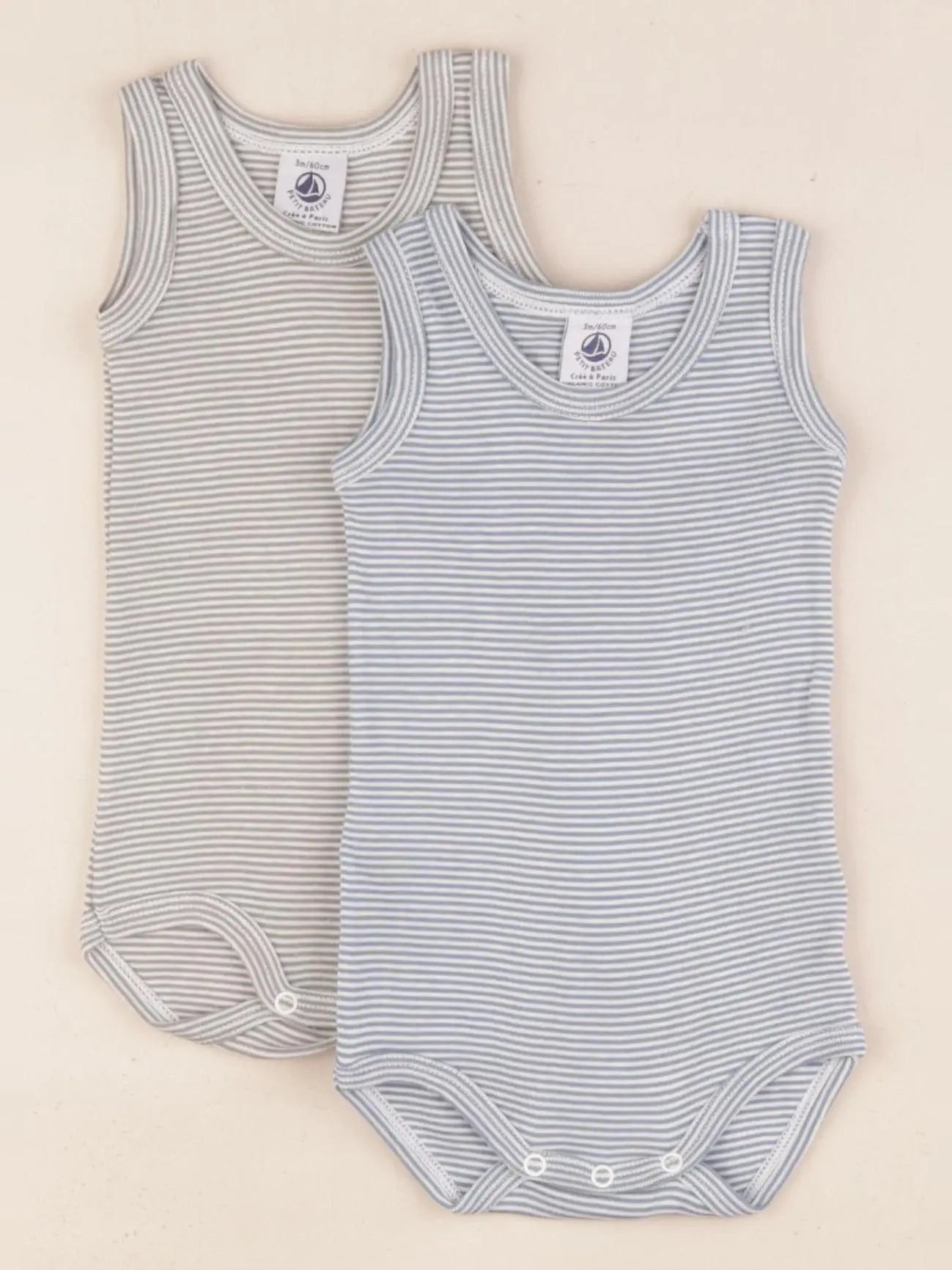 Petit Bateau - lot de 2 bodies en coton bleu, vert - 3 mois