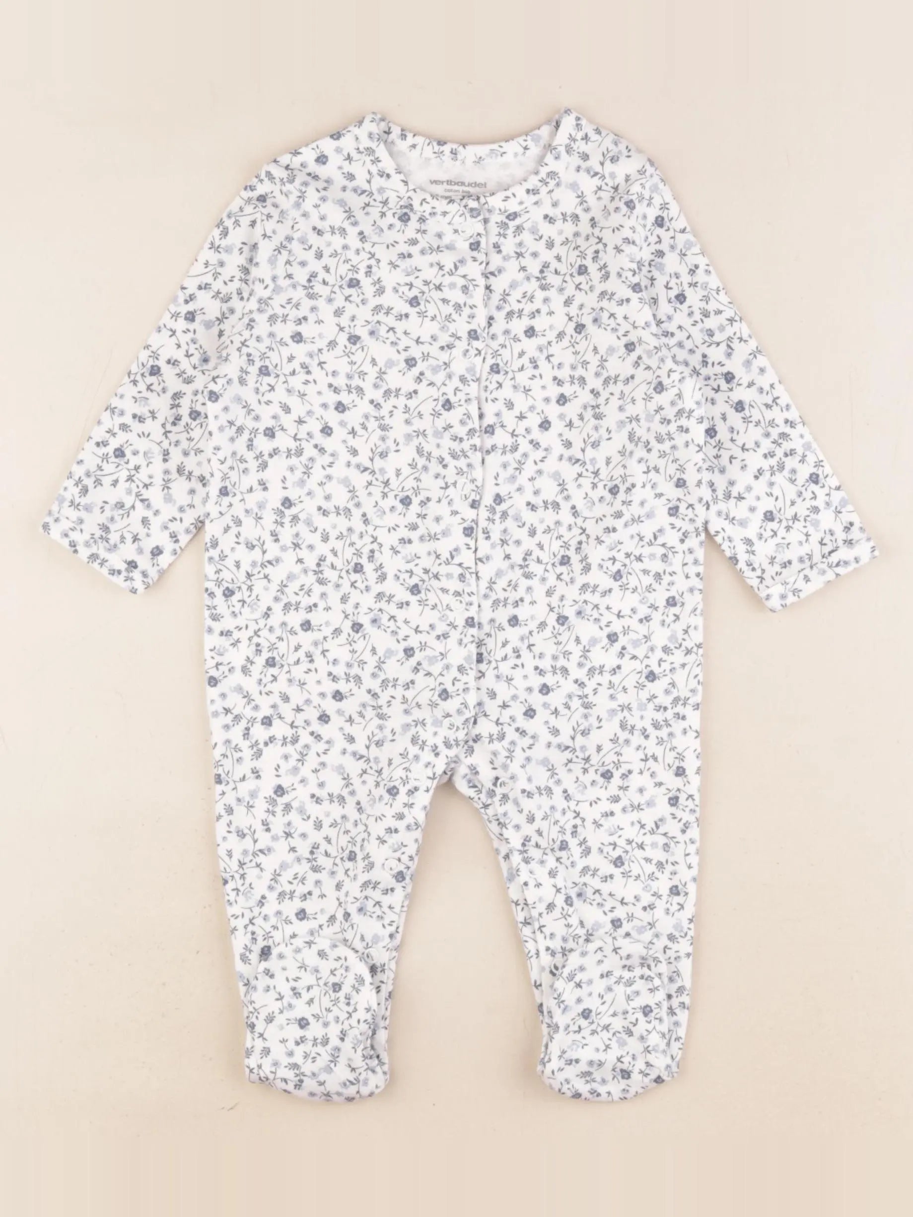 Vertbaudet - pyjama coton blanc, bleu - 6 mois