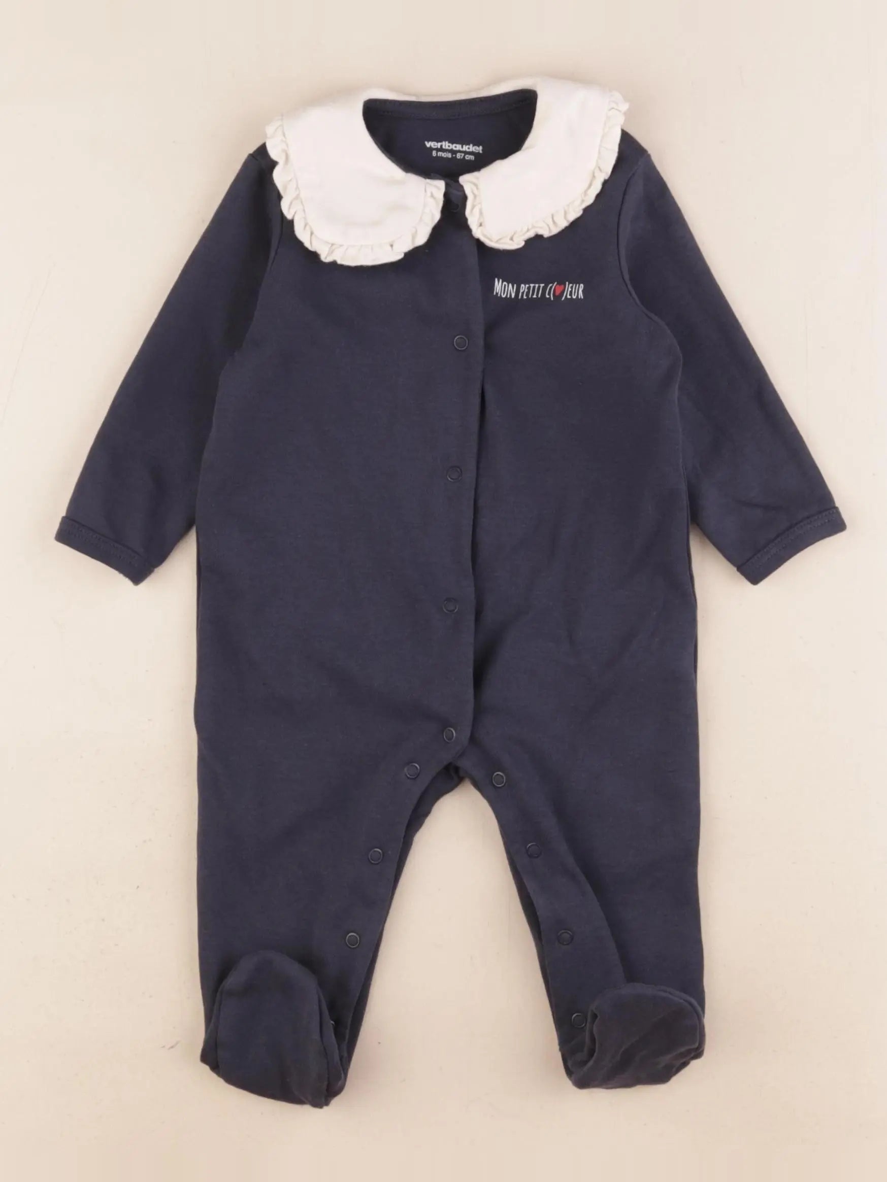 Vertbaudet - pyjama coton bleu - 6 mois
