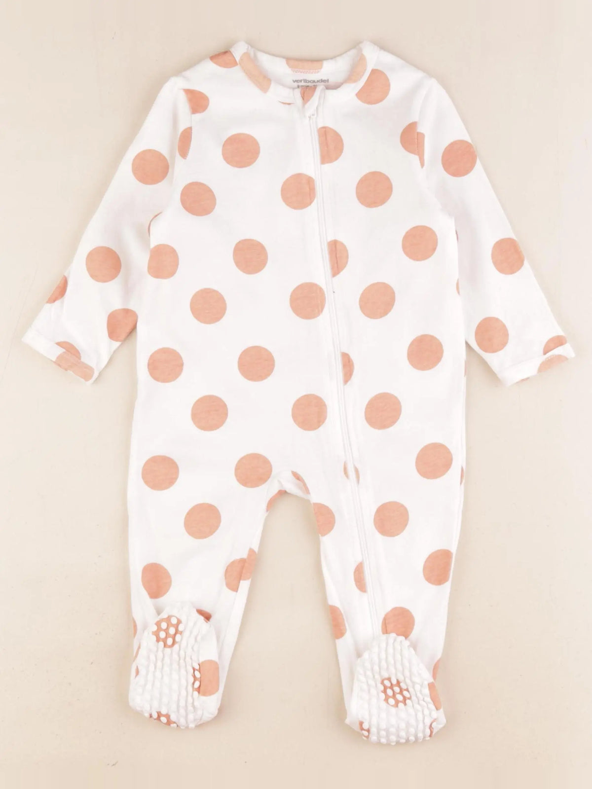 Vertbaudet - pyjama coton blanc, orange - 9 mois