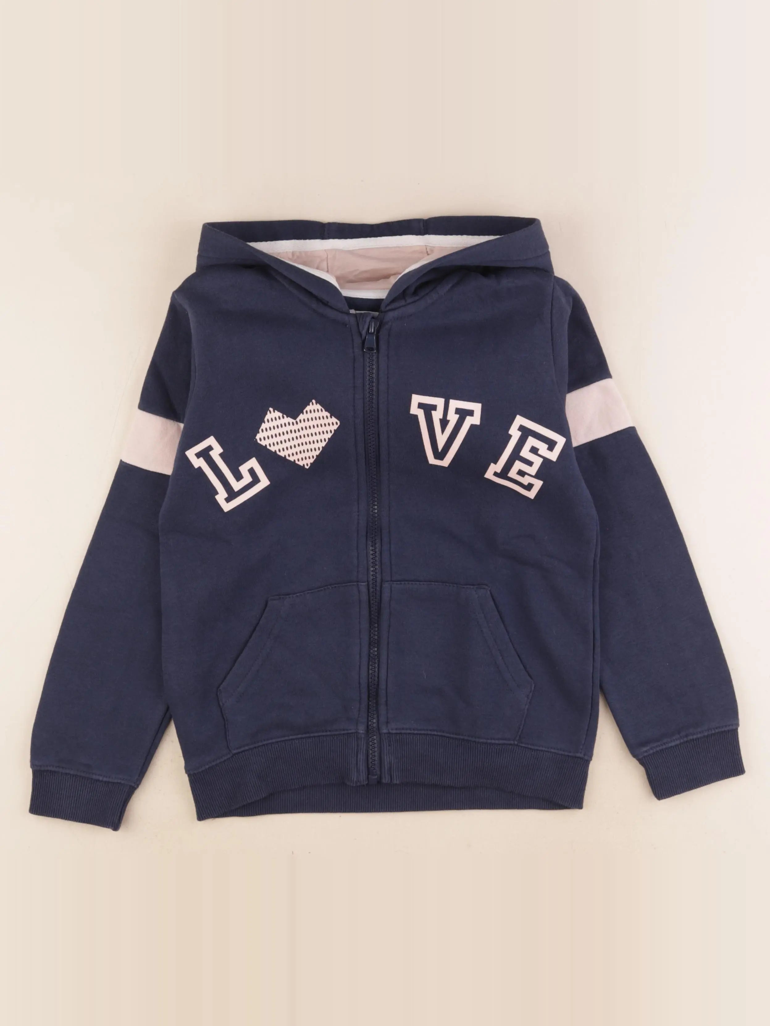Vertbaudet - sweat bleu, rose - 8 ans