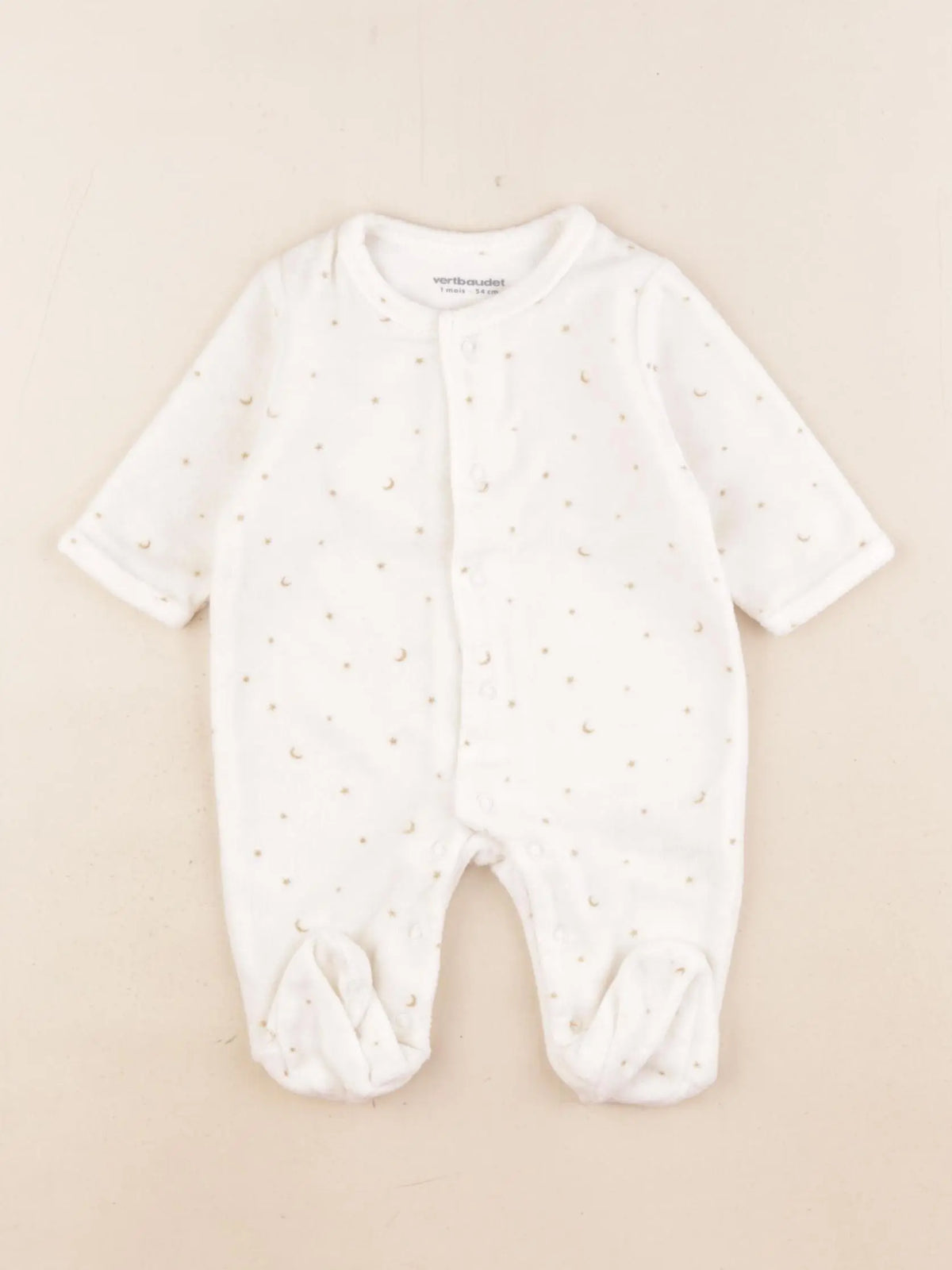 Vertbaudet - pyjama velours blanc, or - 1 mois