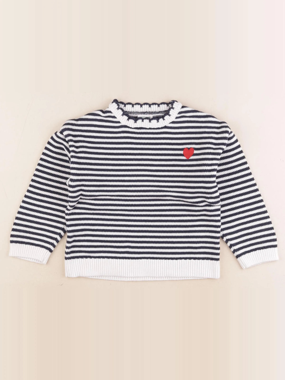 Vertbaudet - pull bleu, blanc - 6 ans