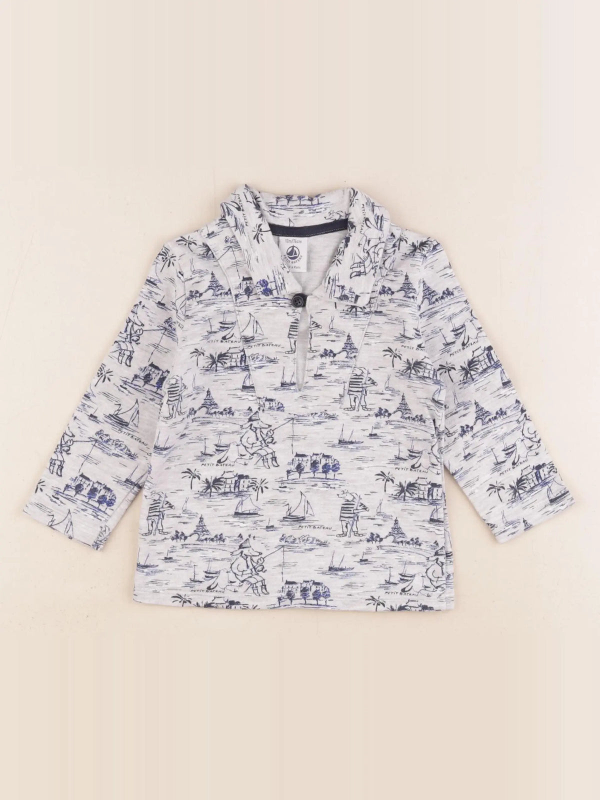 Petit Bateau - sweat bleu - 12 mois