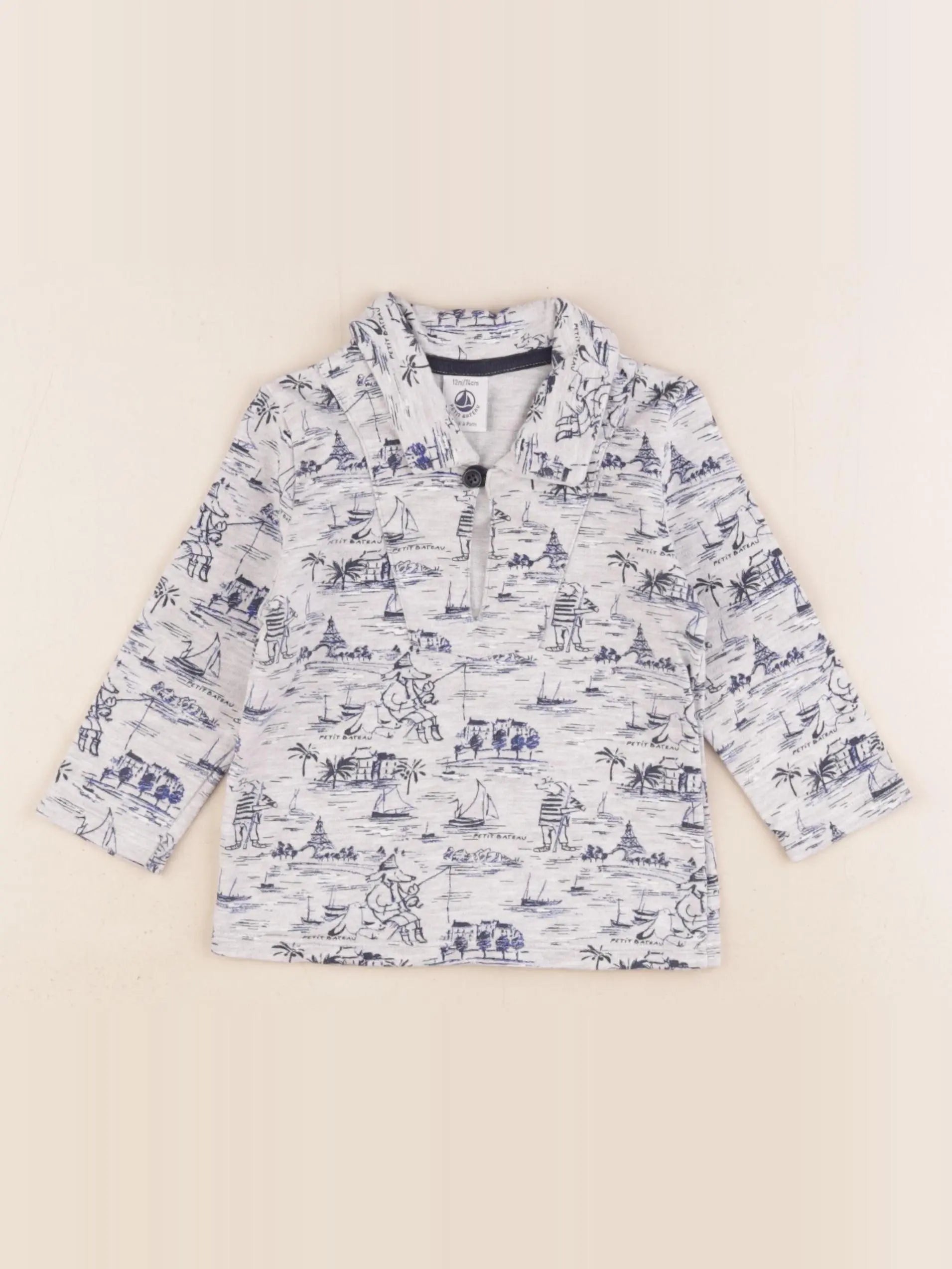 Petit Bateau - sweat bleu - 12 mois