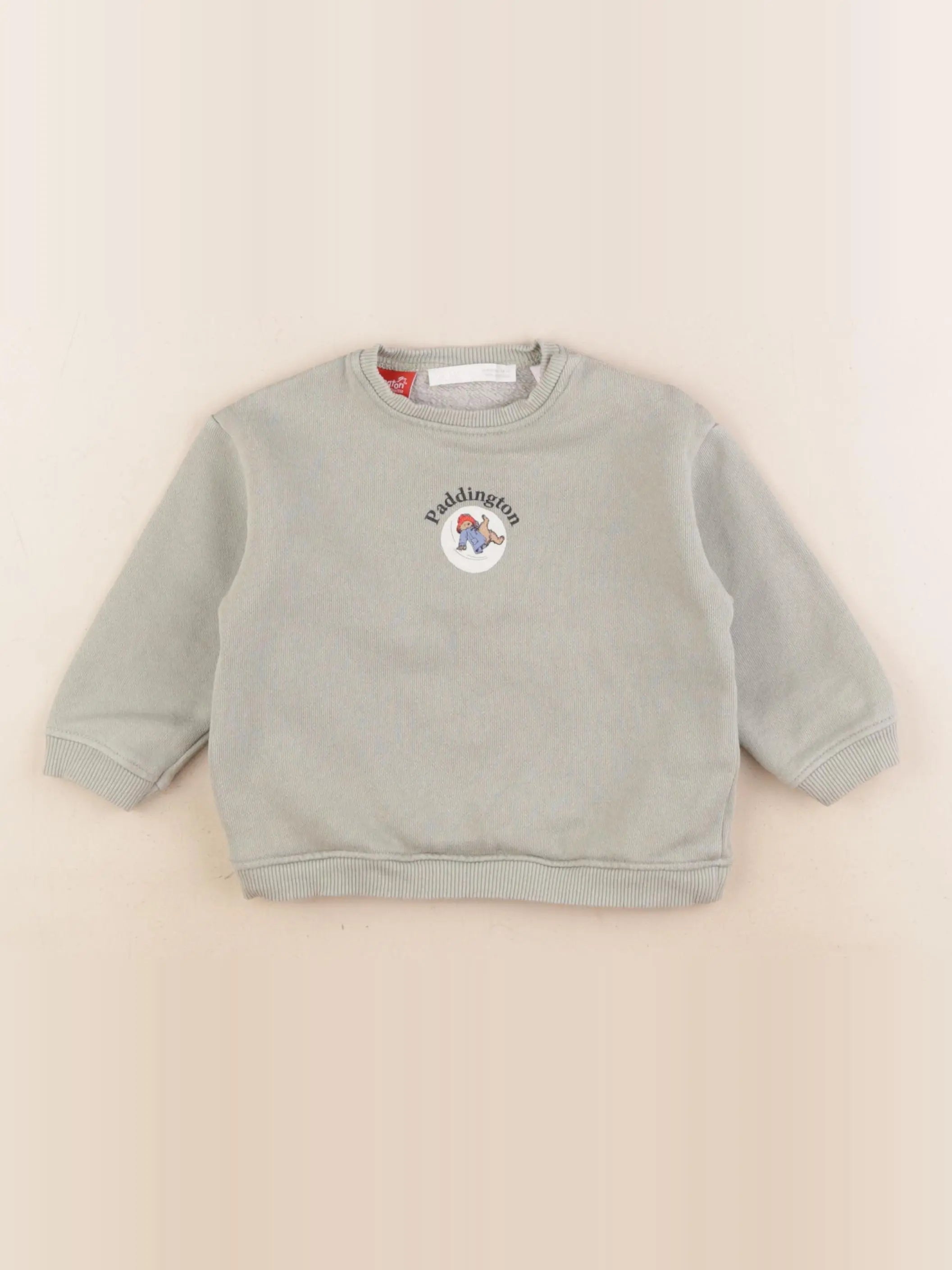Zara - sweat imprimé au dos vert - 6/9 mois