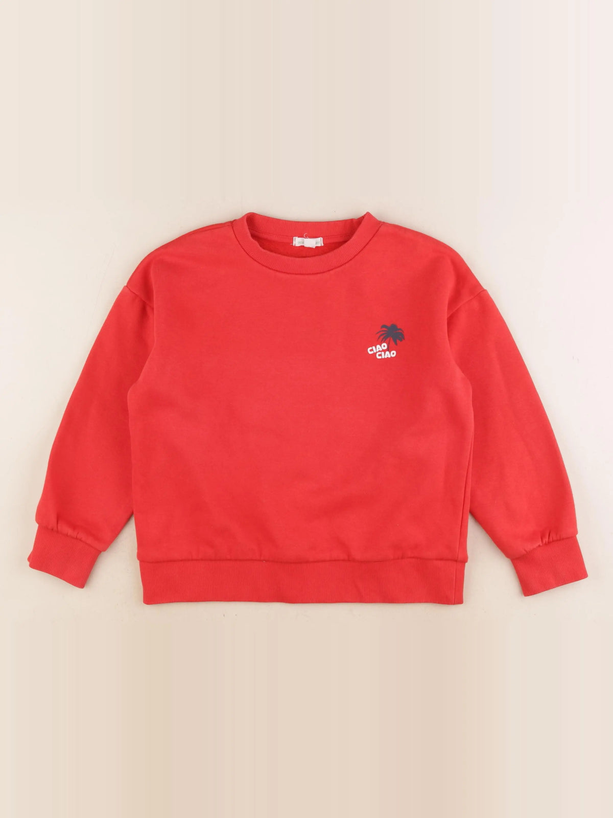 Vertbaudet - sweat imprimé au dos rouge - 8 ans