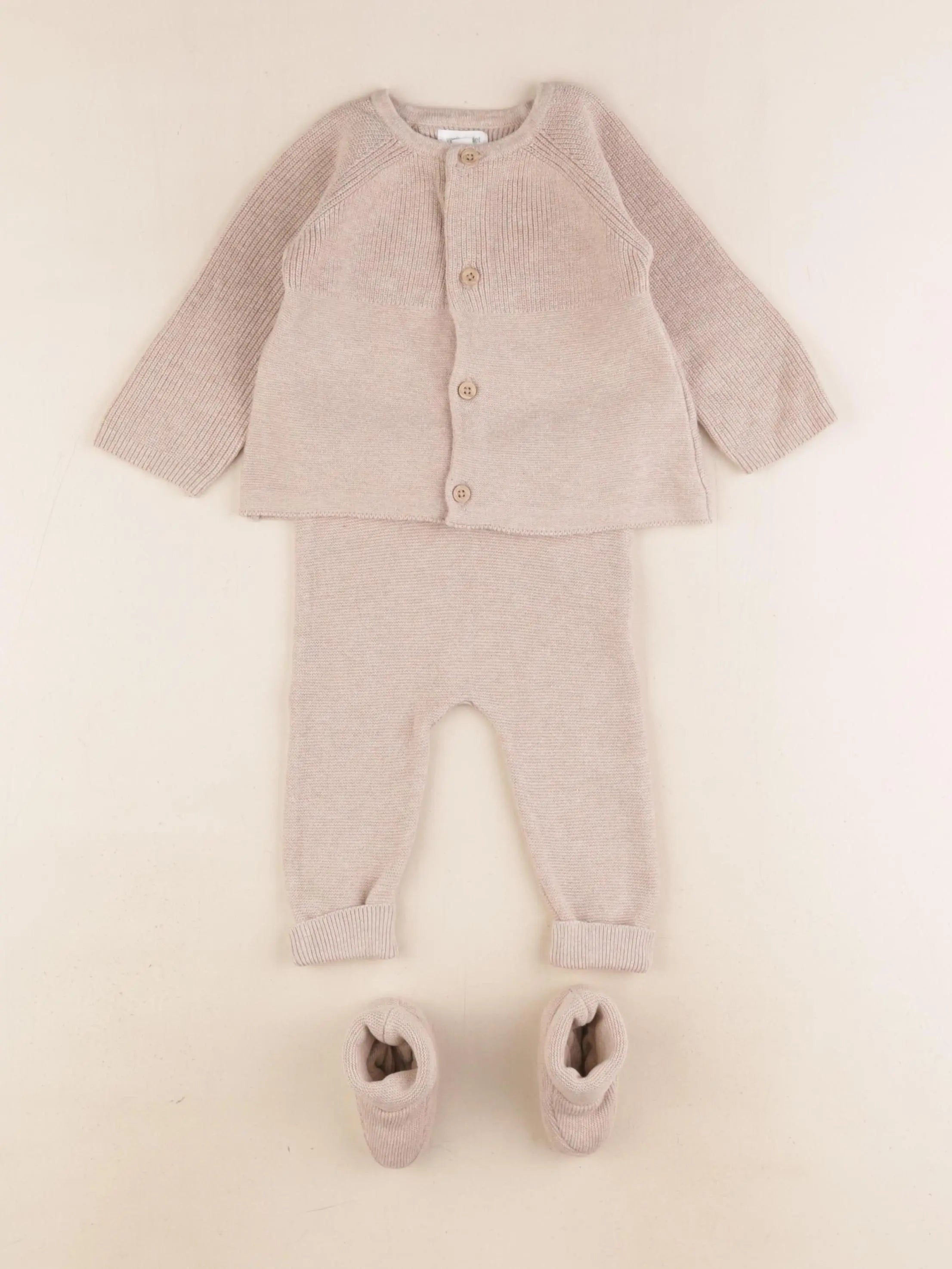 Vertbaudet - ensemble beige - 9 mois