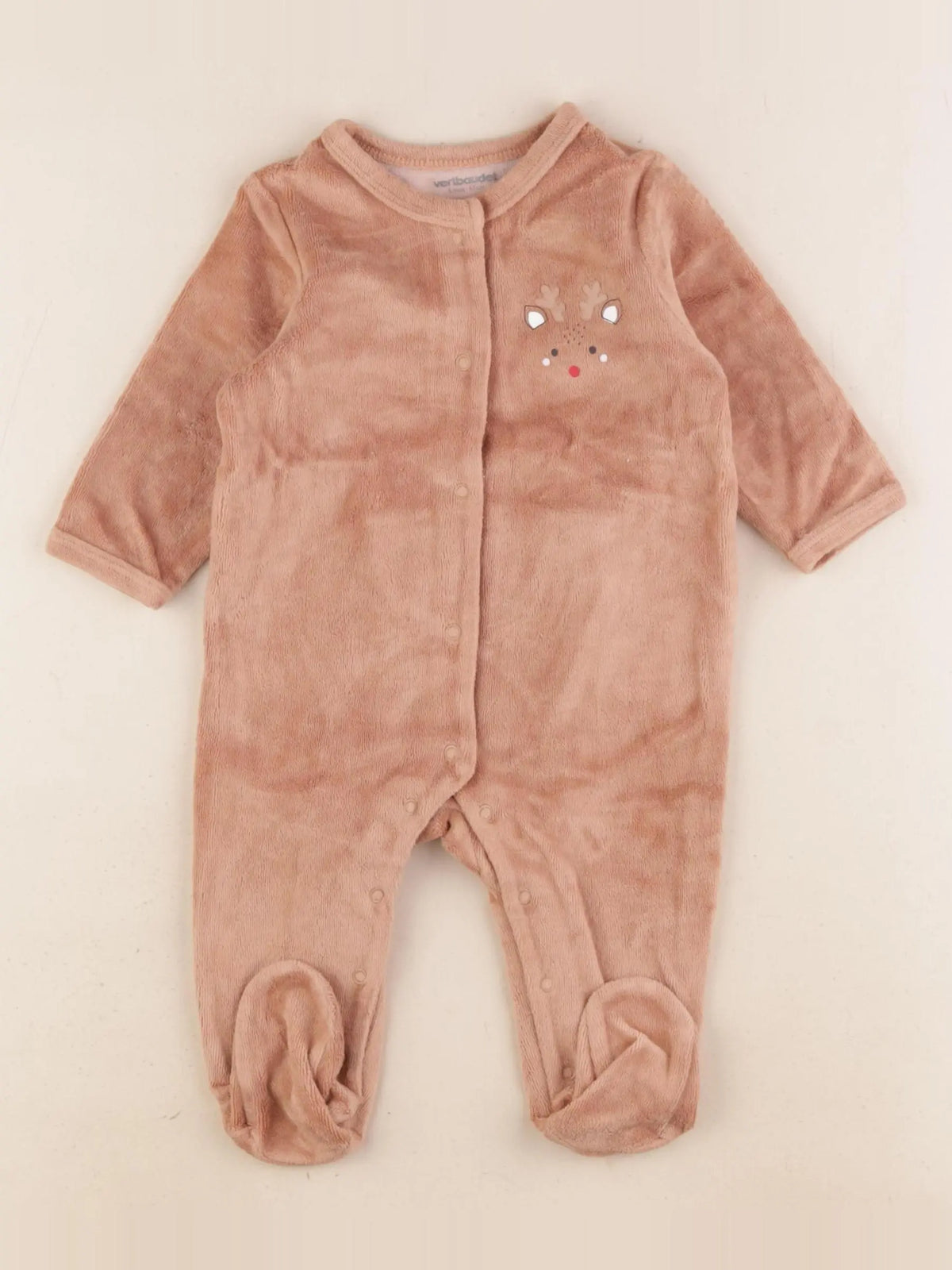 Vertbaudet - pyjama velours marron - 6 mois