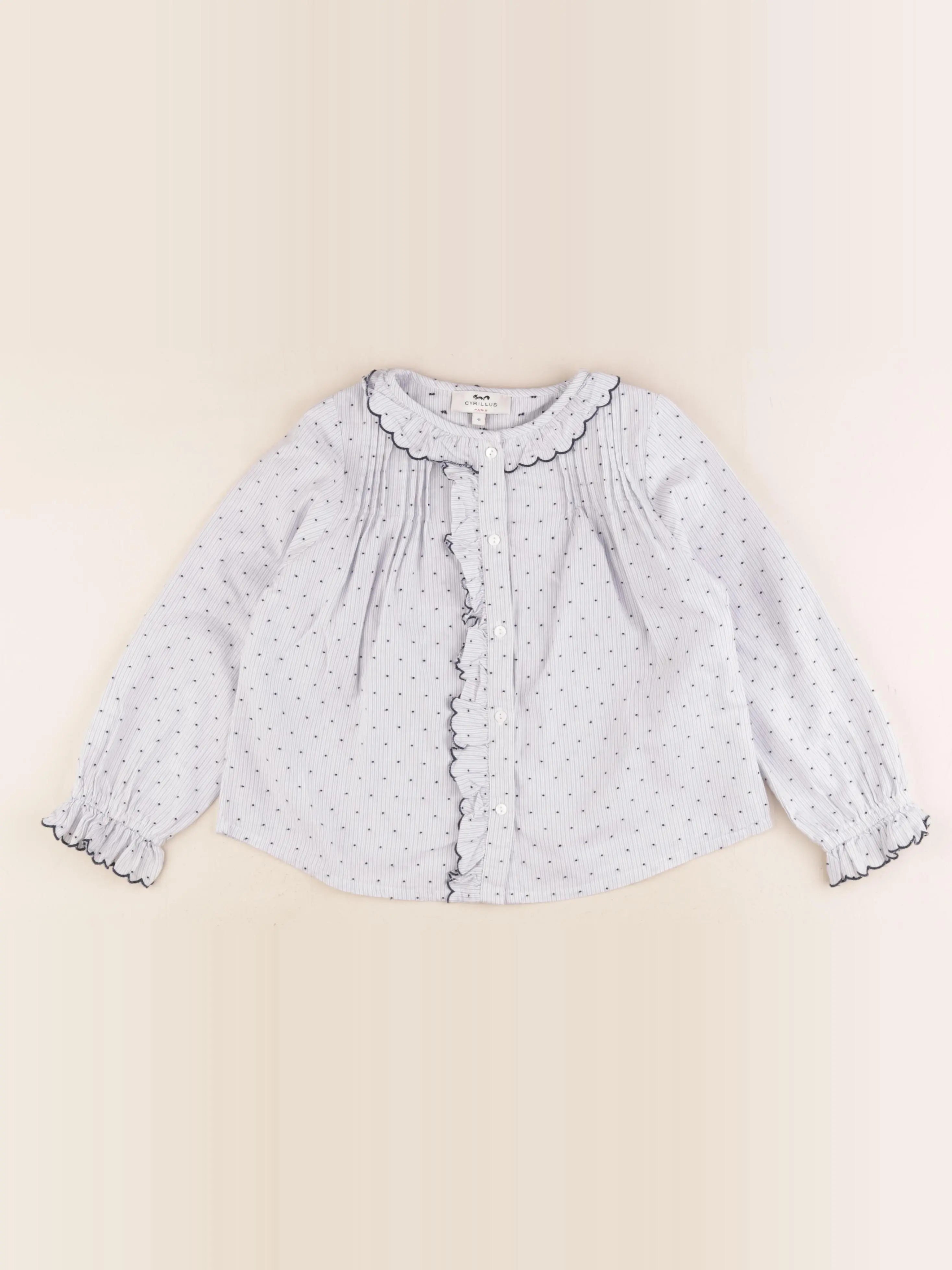 Cyrillus - blouse bleu, blanc - 6 ans