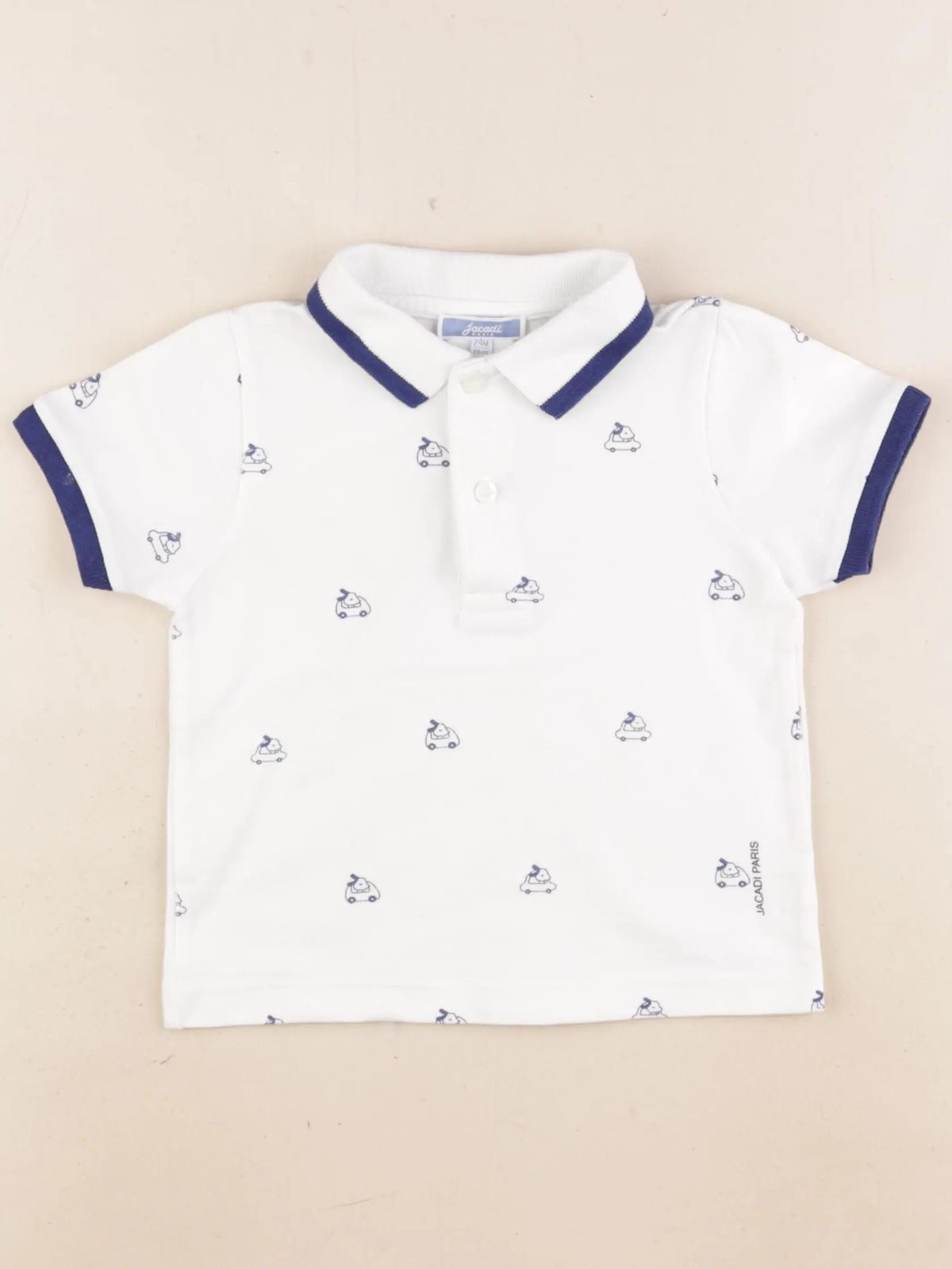 Jacadi - polo blanc, bleu - 24 mois