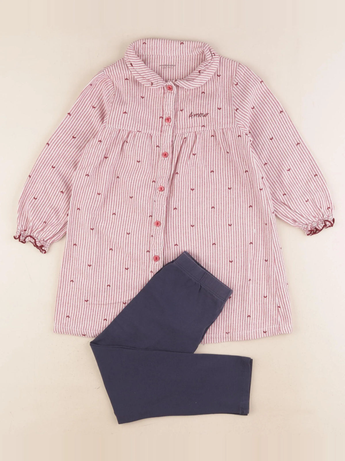 Vertbaudet - pyjama coton rose, bleu - 5 ans