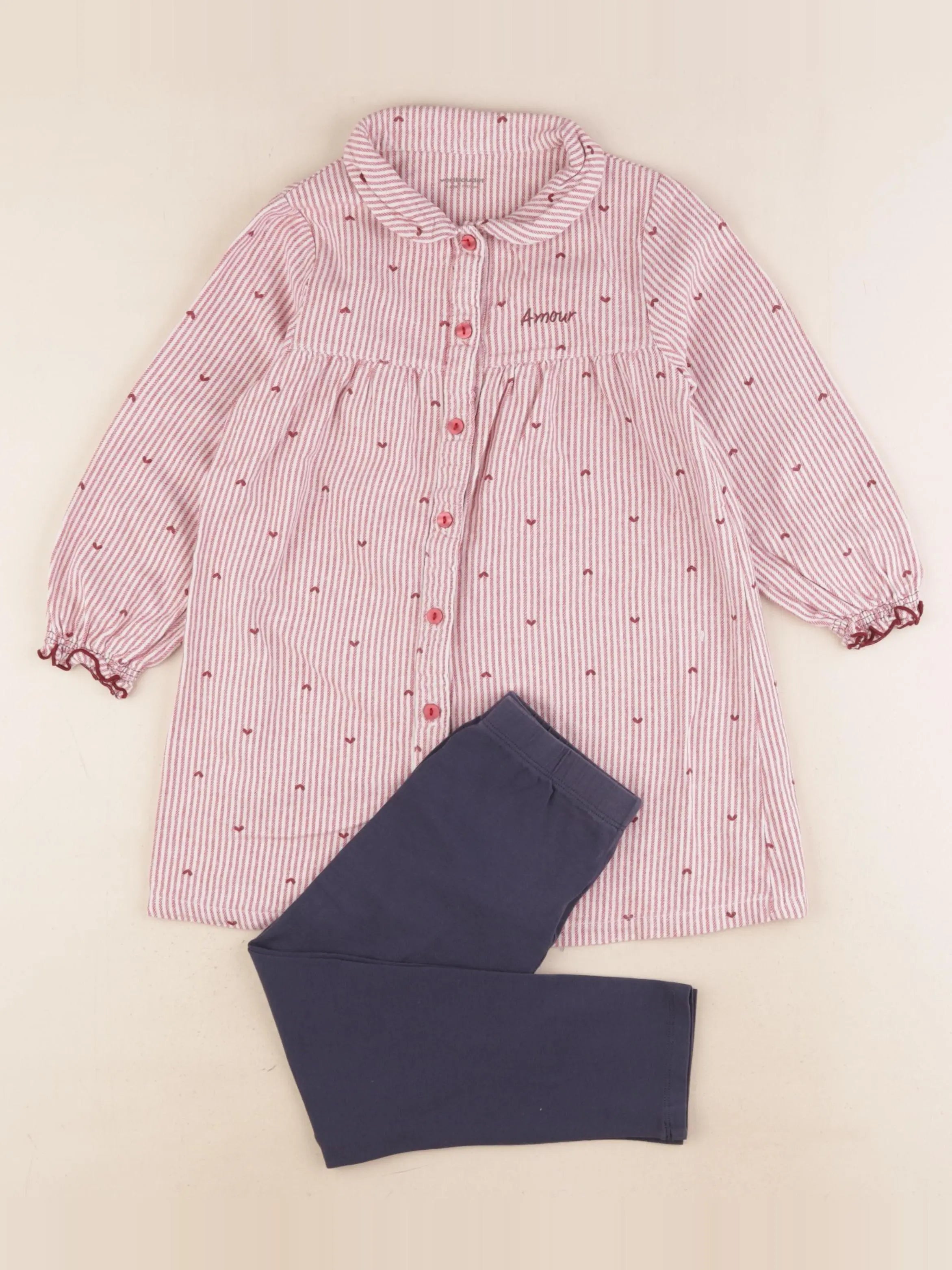 Vertbaudet - pyjama coton rose, bleu - 5 ans