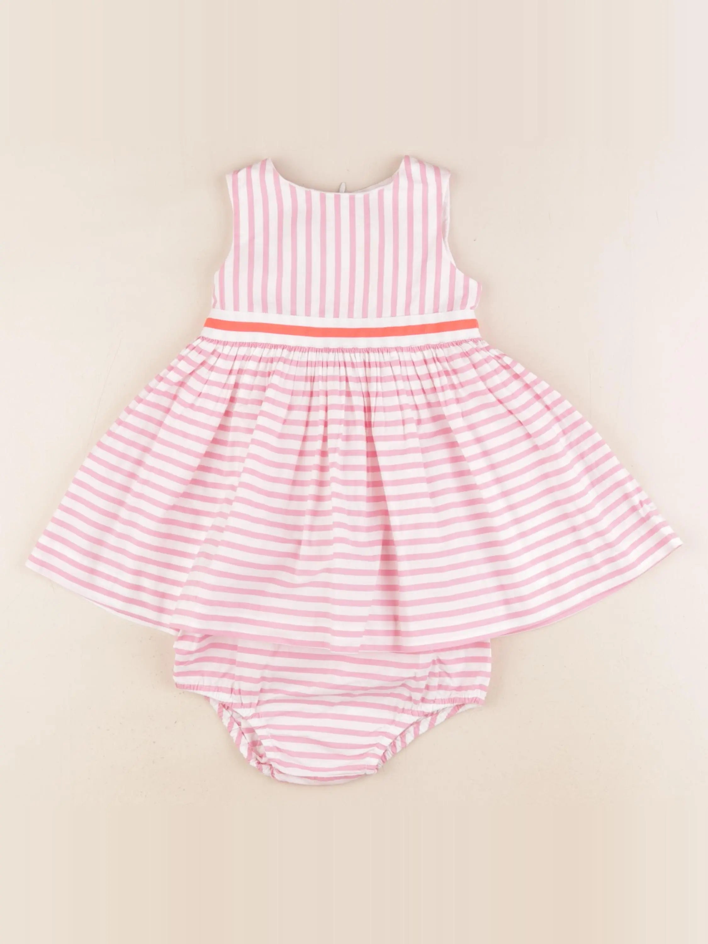 Jacadi - robe blanc, rose - 12 mois