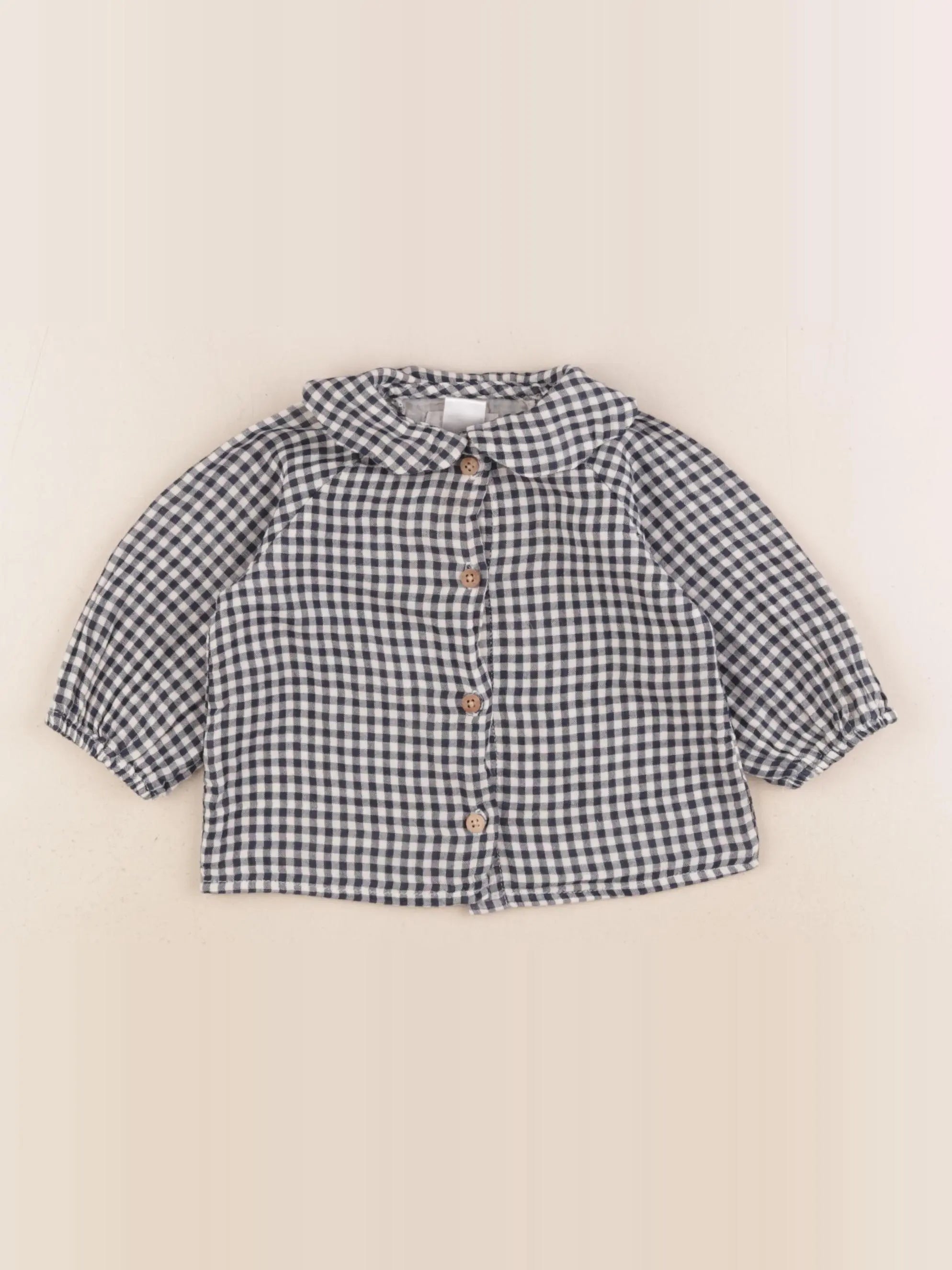 Zara - blouse beige, bleu - 3/6 mois