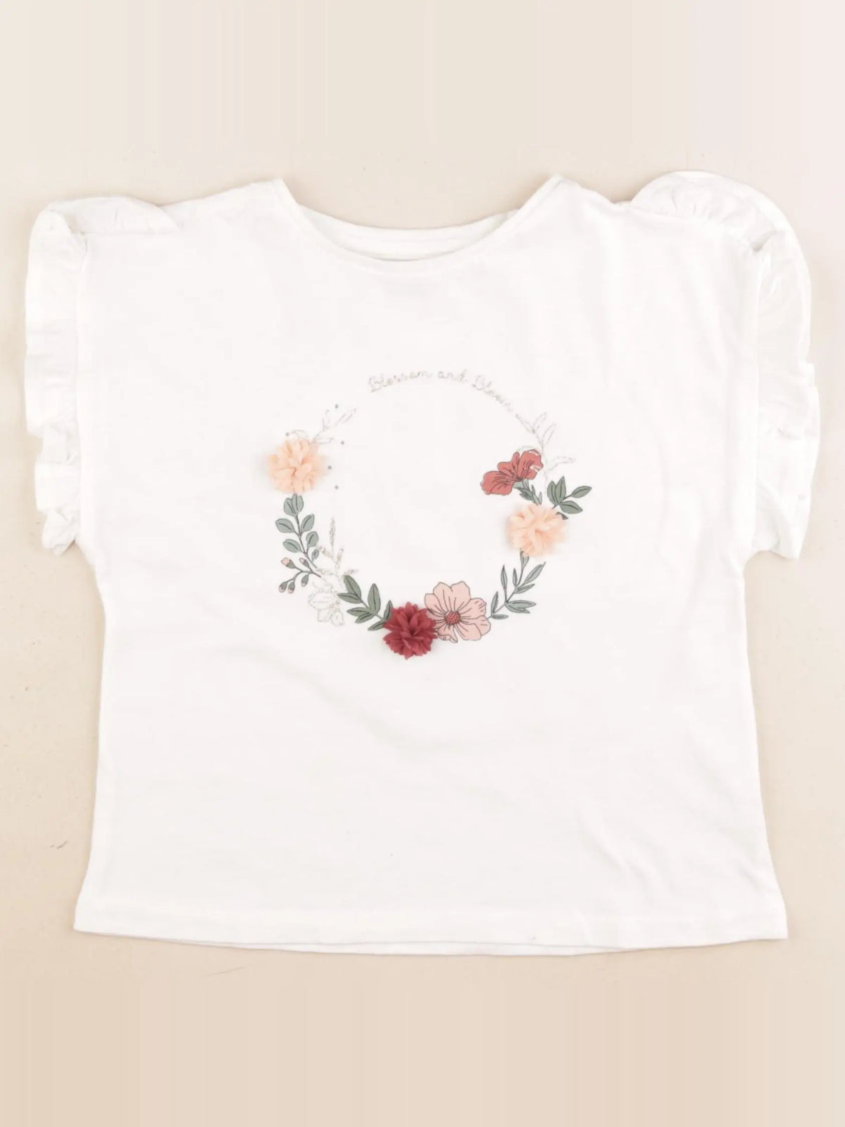 Vertbaudet - tee-shirt or, blanc - 6 ans