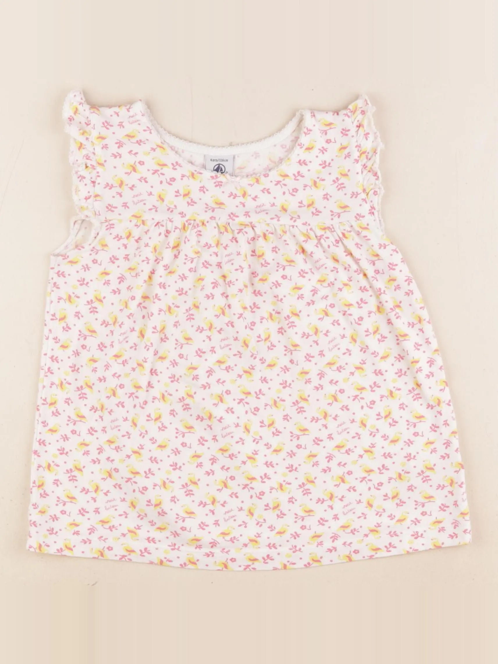 Petit Bateau - chemise de nuit coton blanc - 6 ans
