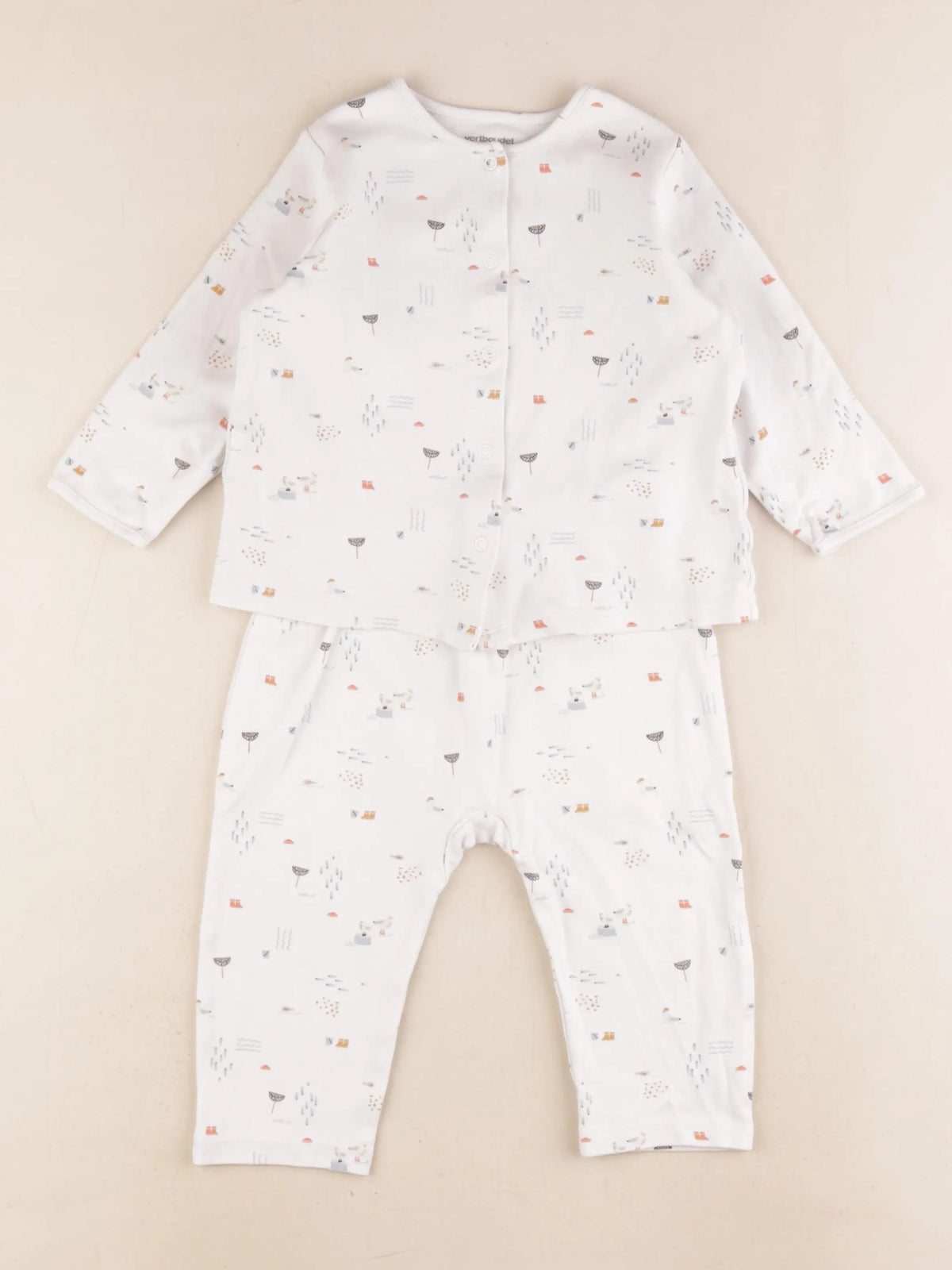 Vertbaudet - pyjama coton blanc - 18 mois