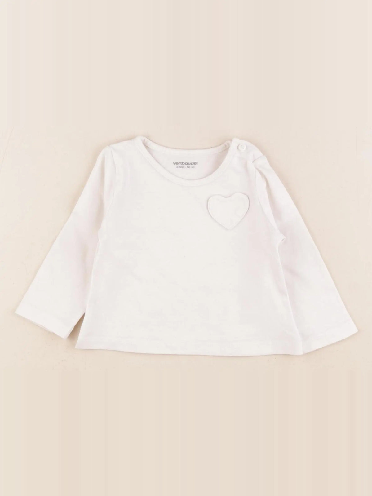 Vertbaudet - tee-shirt beige - 3 mois