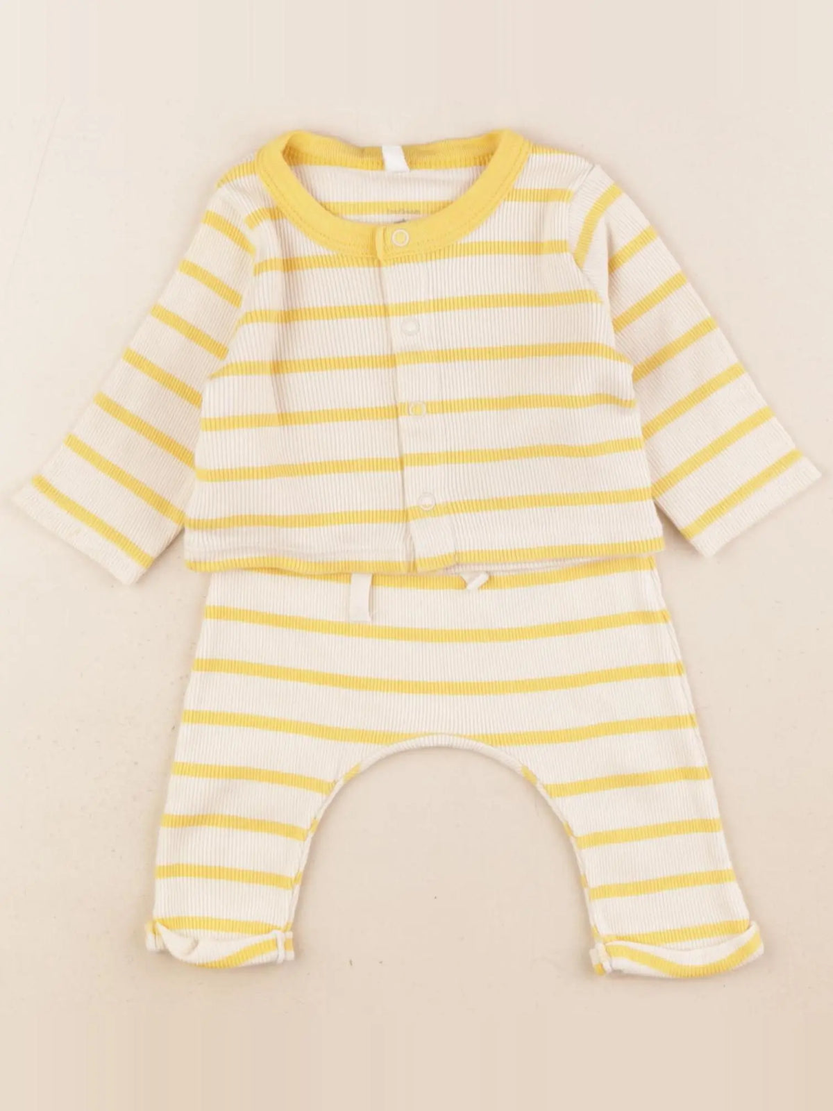 Petit Bateau - ensemble beige, jaune - 1 mois