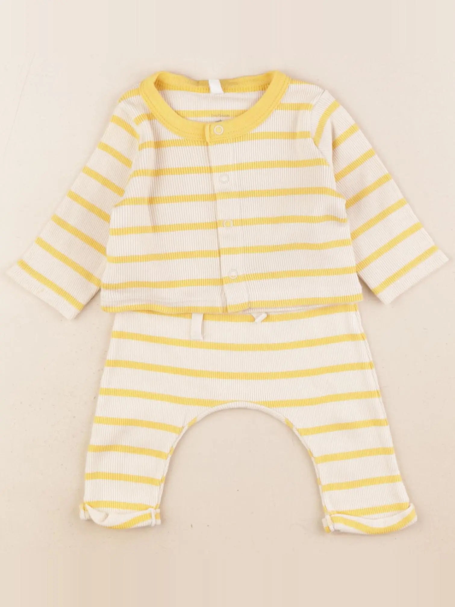 Petit Bateau - ensemble beige, jaune - 1 mois