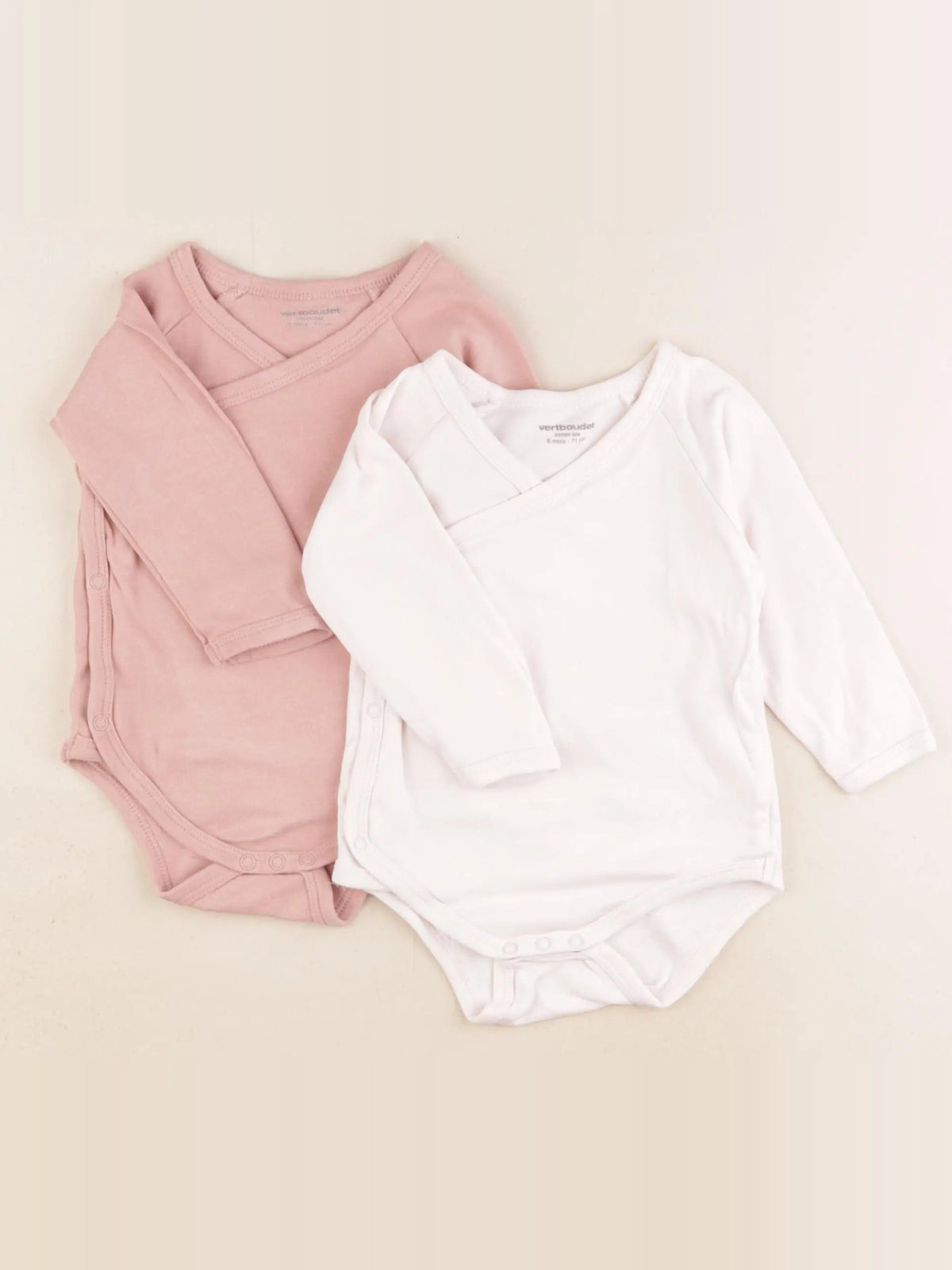 Vertbaudet - lot de 2 bodies en coton rose - 9 mois