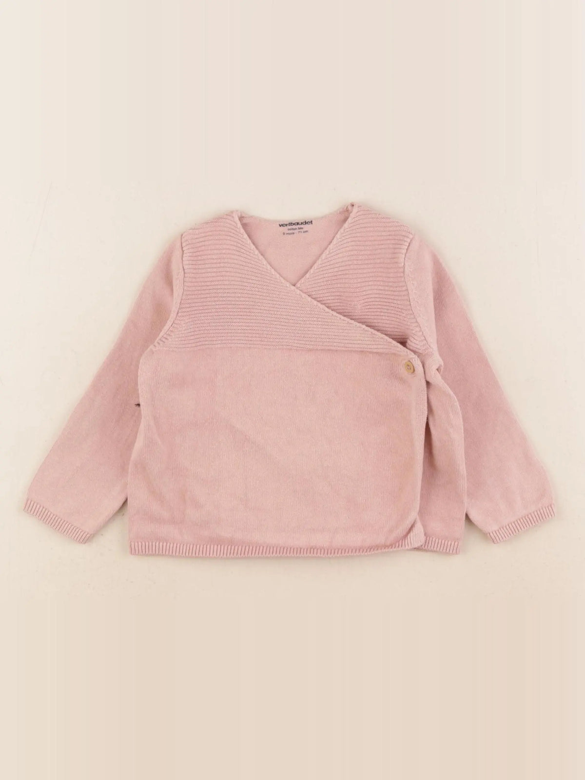 Vertbaudet - gilet rose - 9 mois