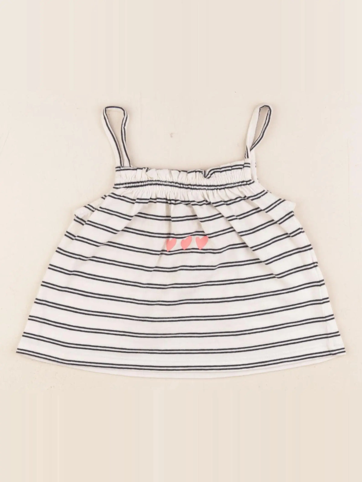 Vertbaudet - débardeur beige, bleu - 2 ans