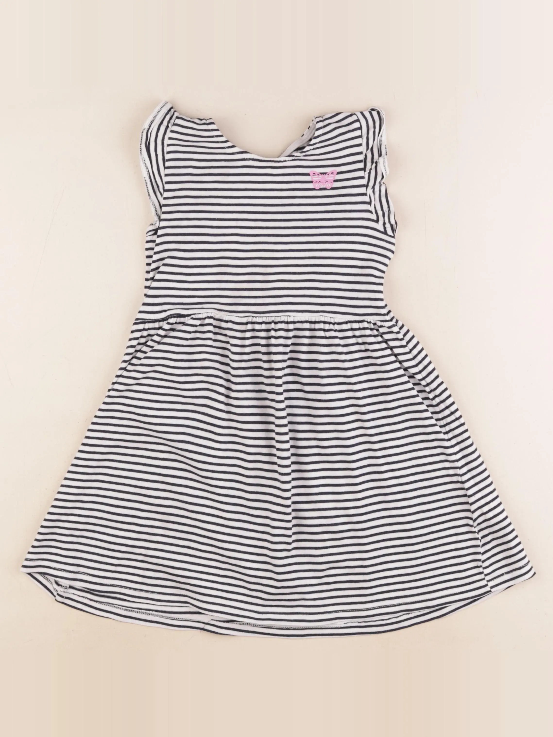 H&M - robe blanc, bleu - 3/4 ans