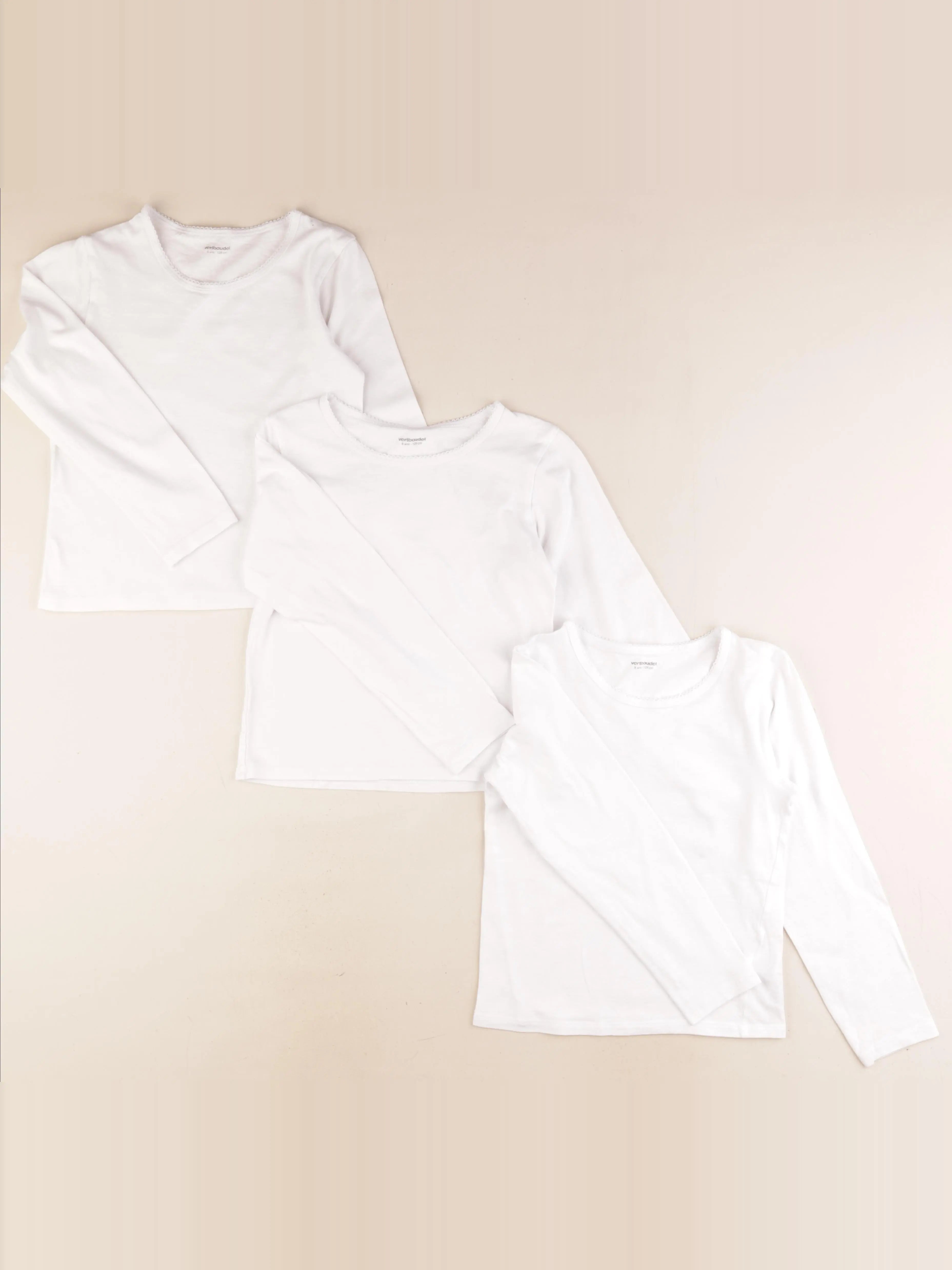 Vertbaudet - lot de 3 maillots de corps blanc - 8 ans