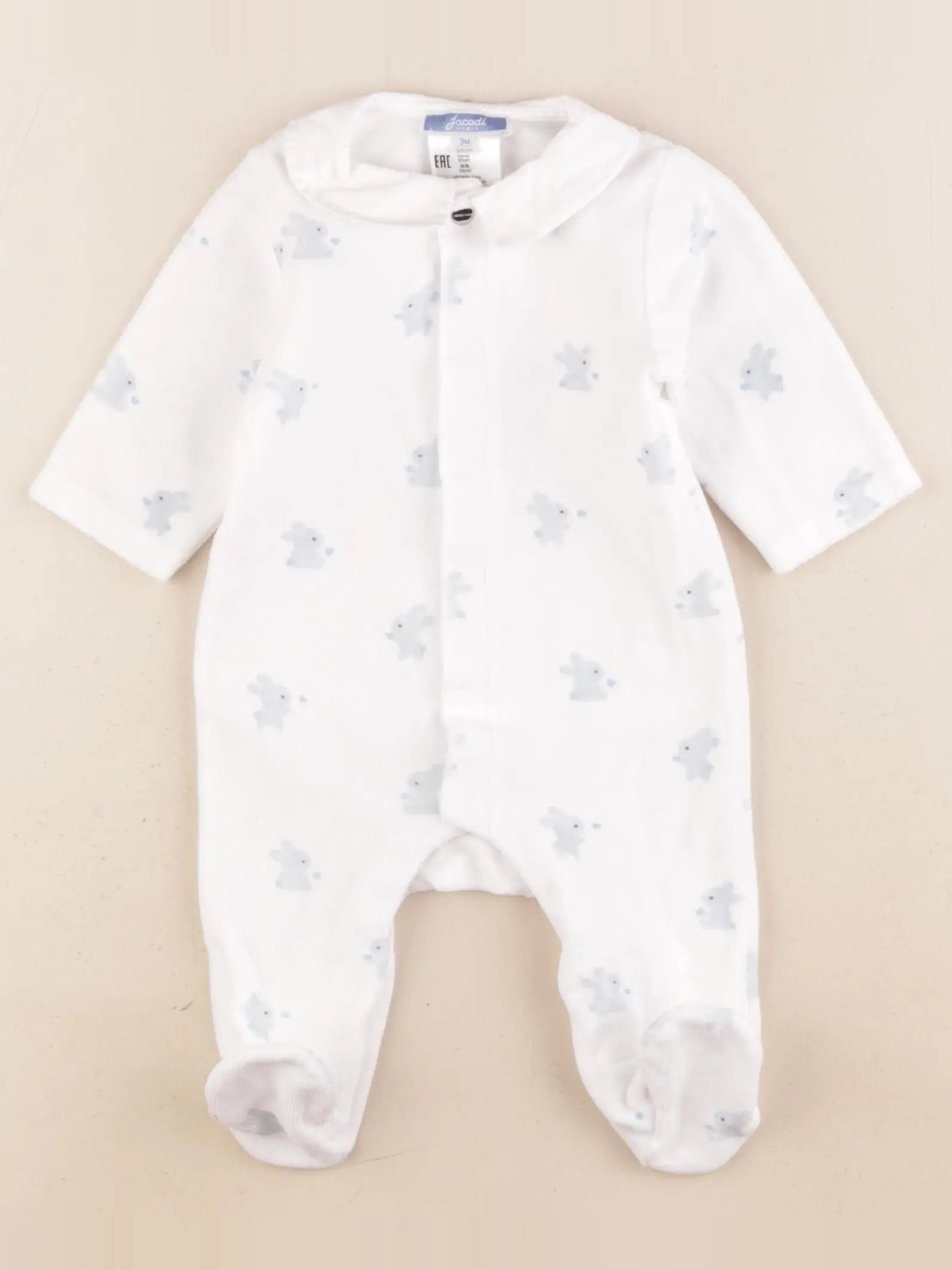 Jacadi - pyjama velours blanc - 3 mois