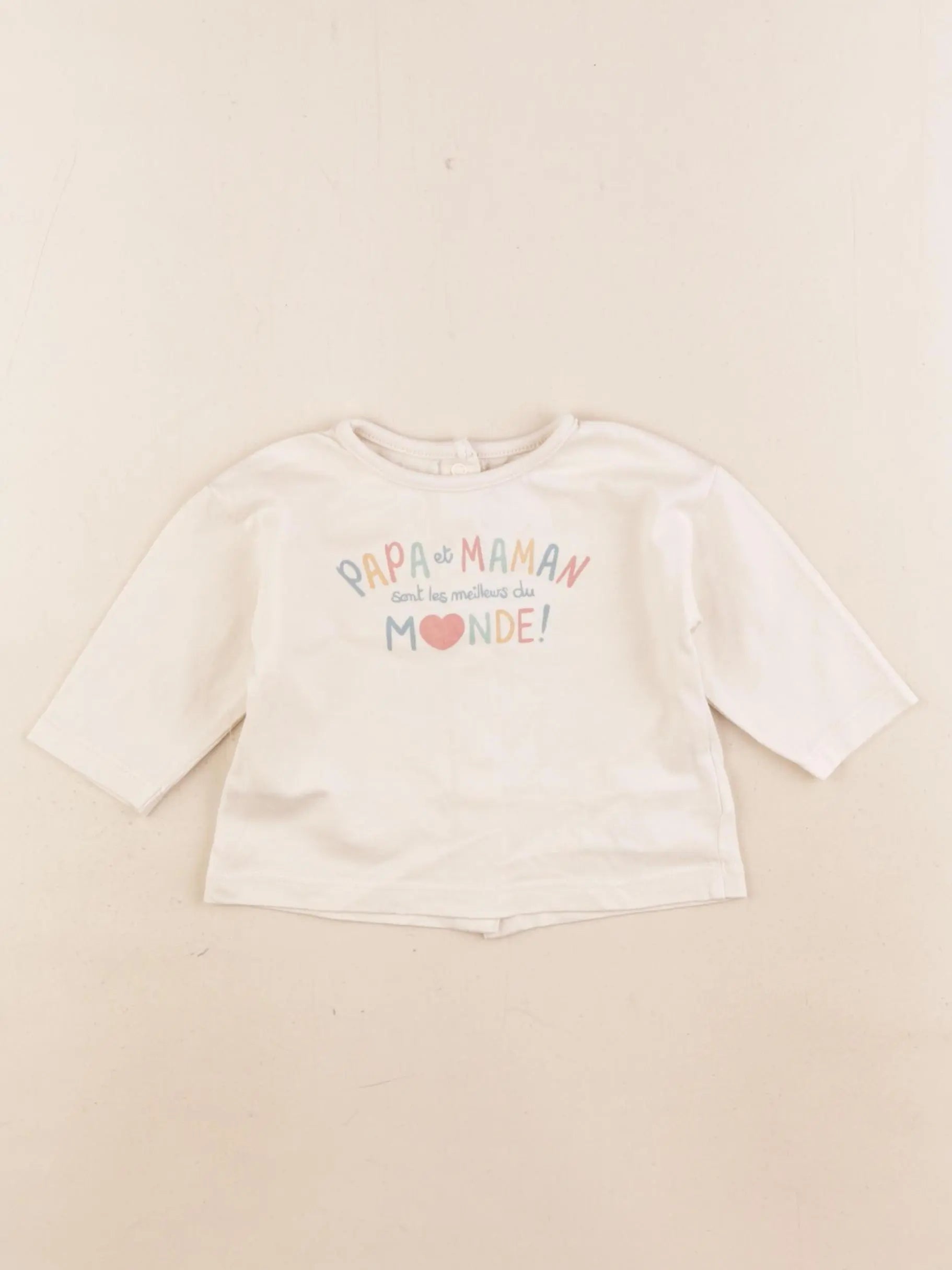 Vertbaudet - tee-shirt beige - 3 mois