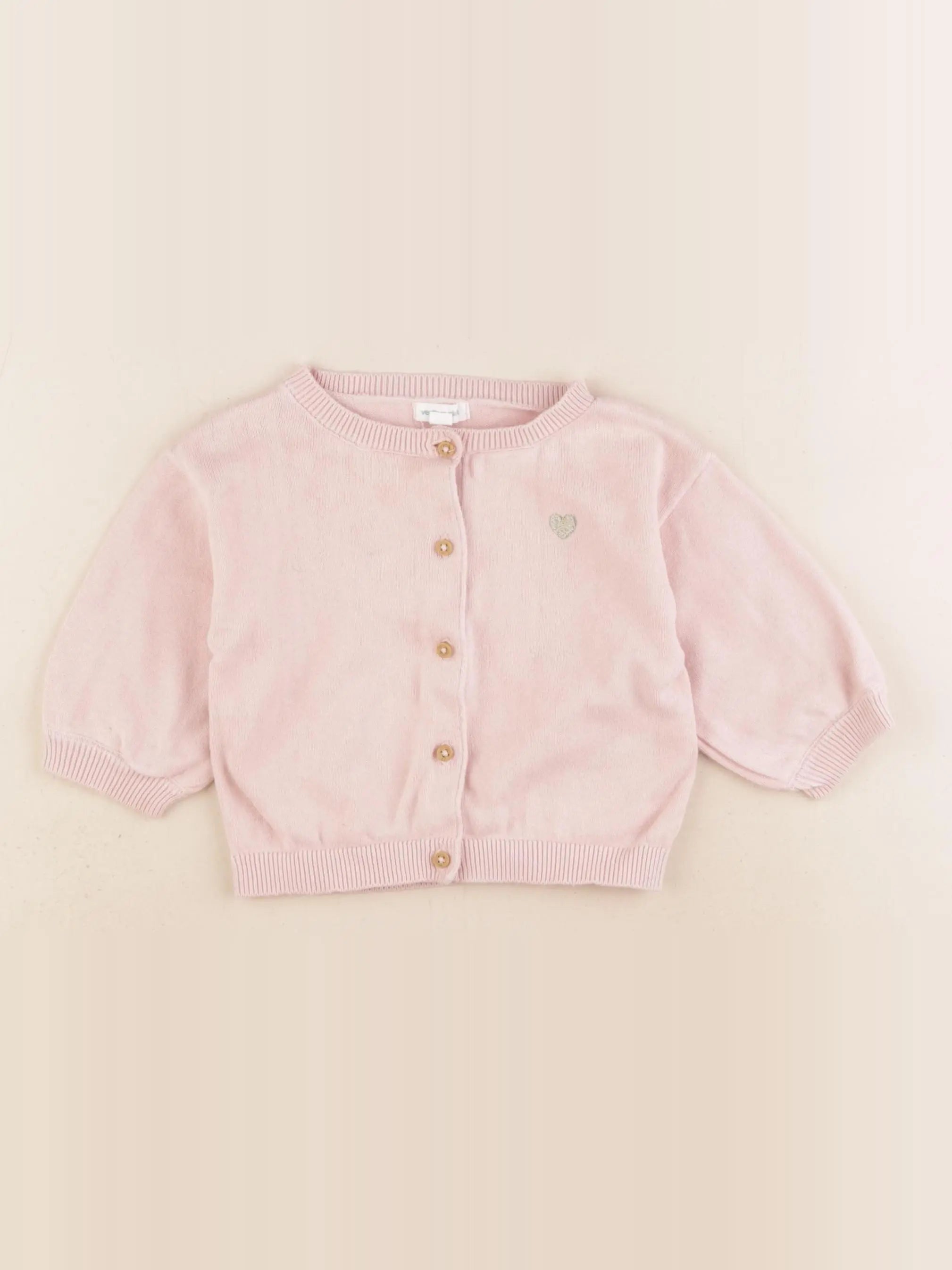 Vertbaudet - gilet rose - 12 mois