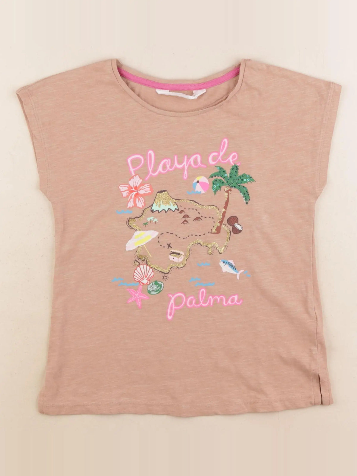 H&M - tee-shirt marron, or - 6/8 ans
