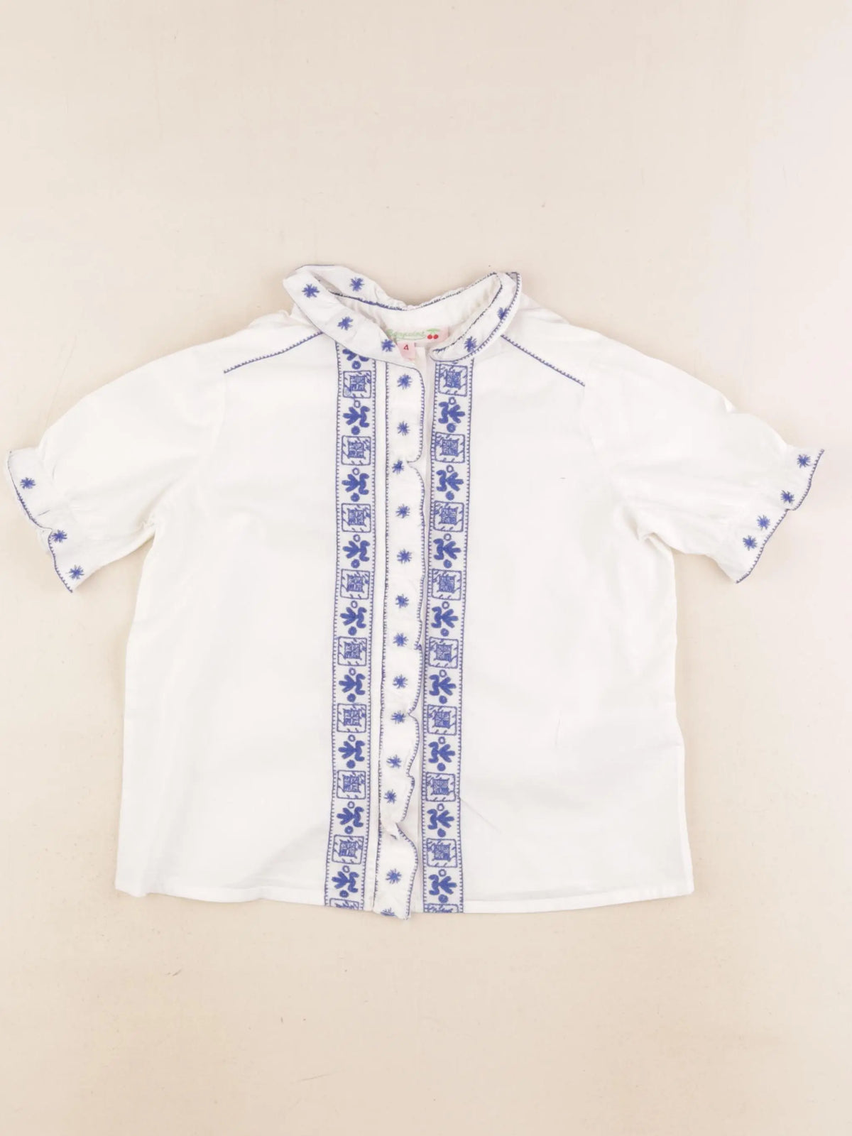 Bonpoint - blouse blanc, bleu - 4 ans